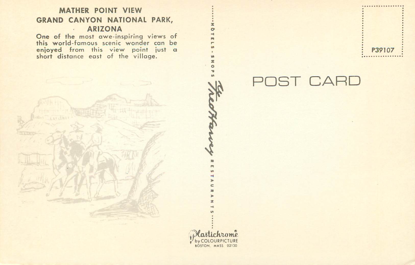 CPM Grand Canyon National Park Arizona Mather Point View — Rückseite