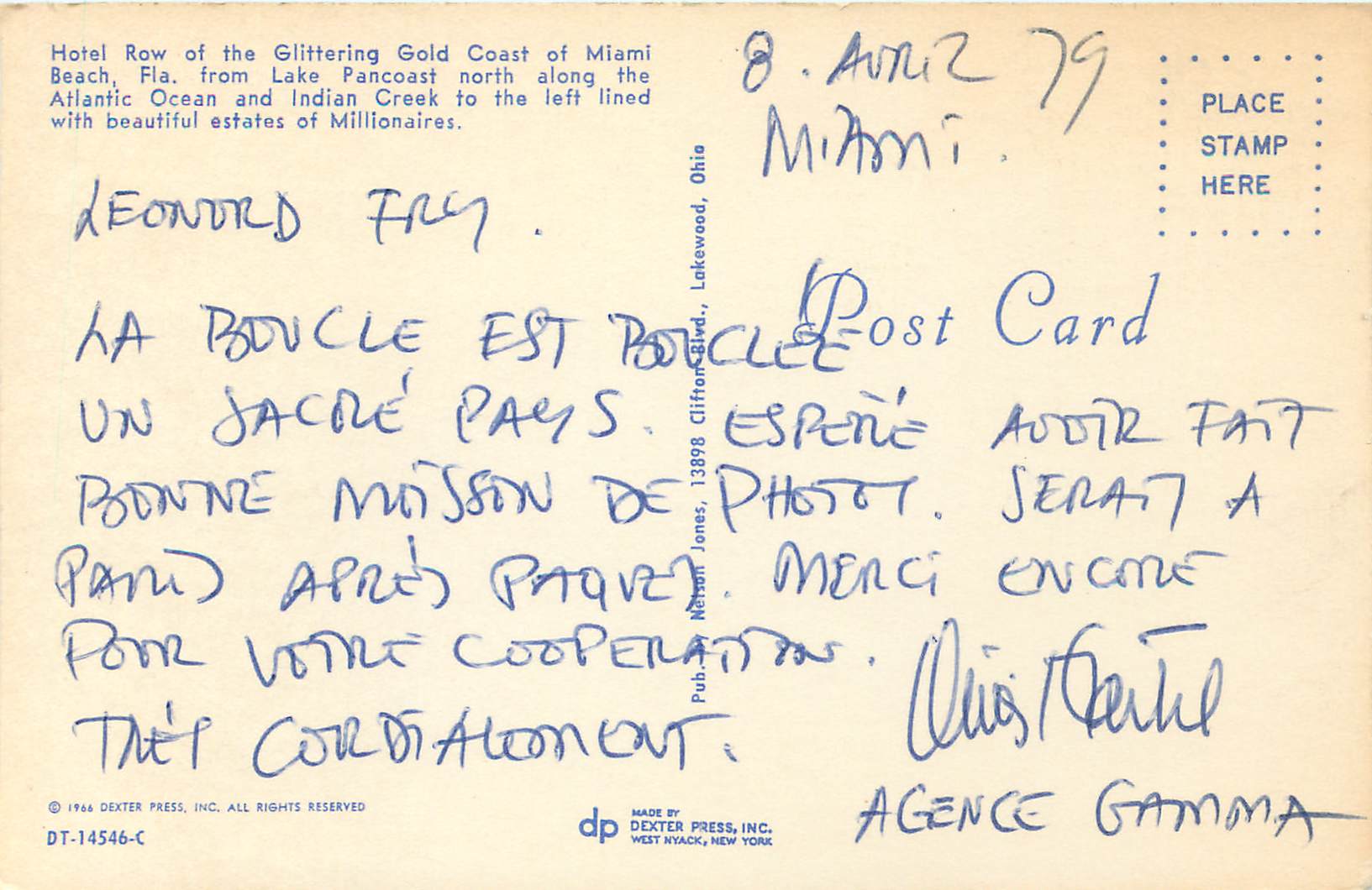CPM Hotel Row of the Glittering Gold Coast of Miami Beach — Rückseite