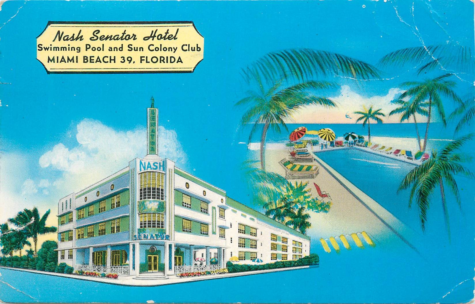 CPM Miami Beach Florida Nash Senator Hotel Swimming Pool and Sun Colony Club