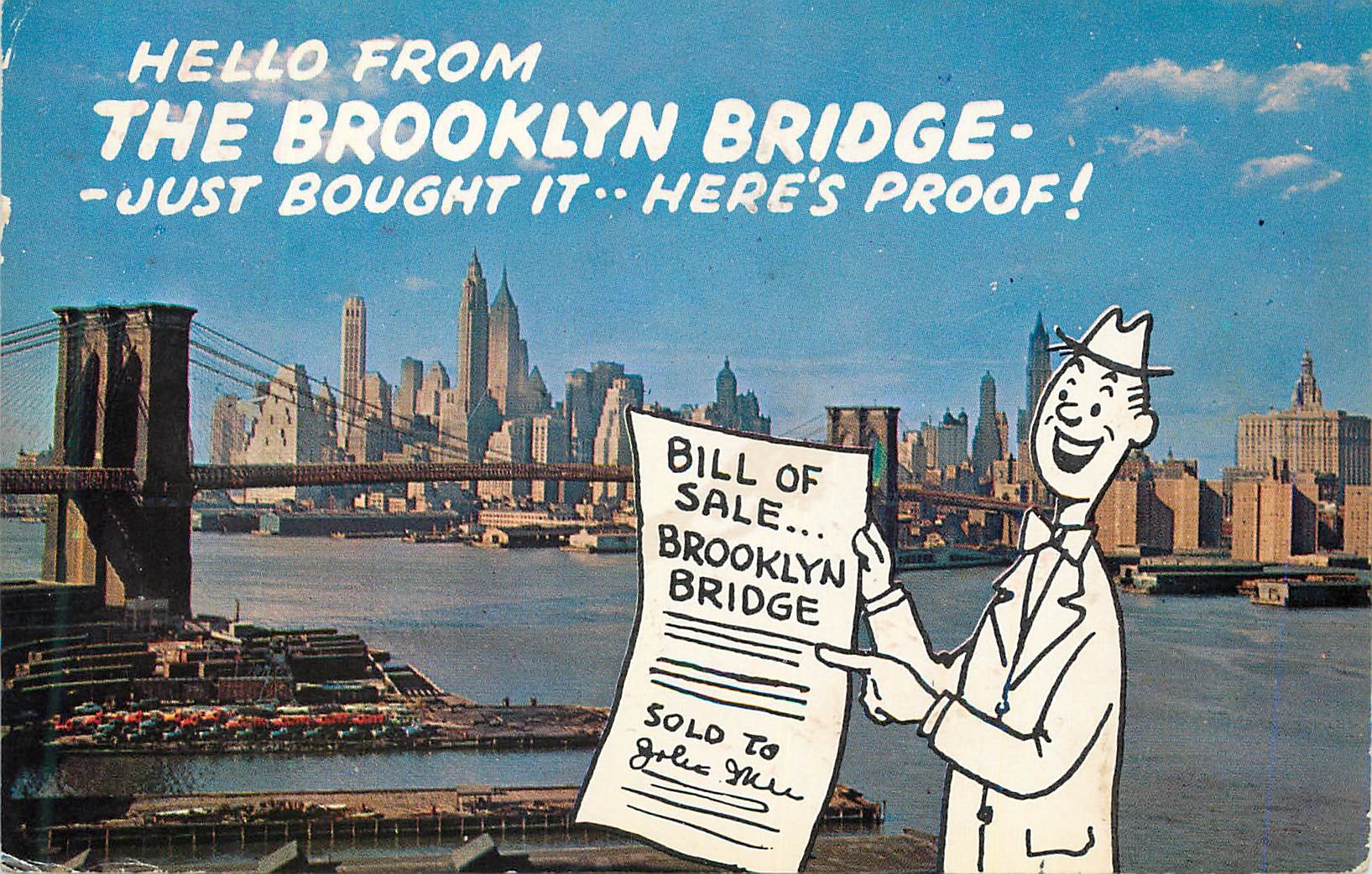 CPM Lower Manhattan Skyline Showing Brooklyn Bridges New York City