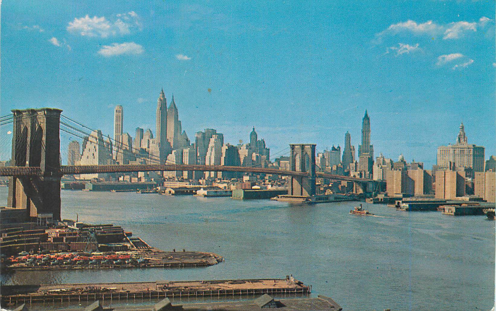 CPM Lower Manhattan Skyline Showing Brooklyn Bridge New York City