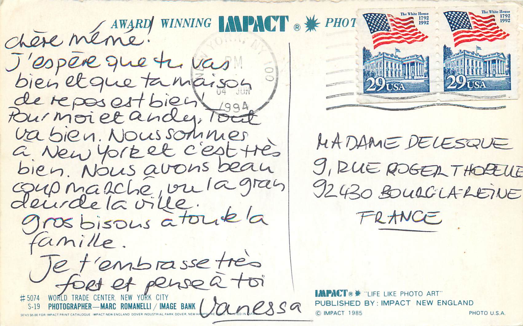 New York — Twin Towers — Impact Photo Bank — Rückseite