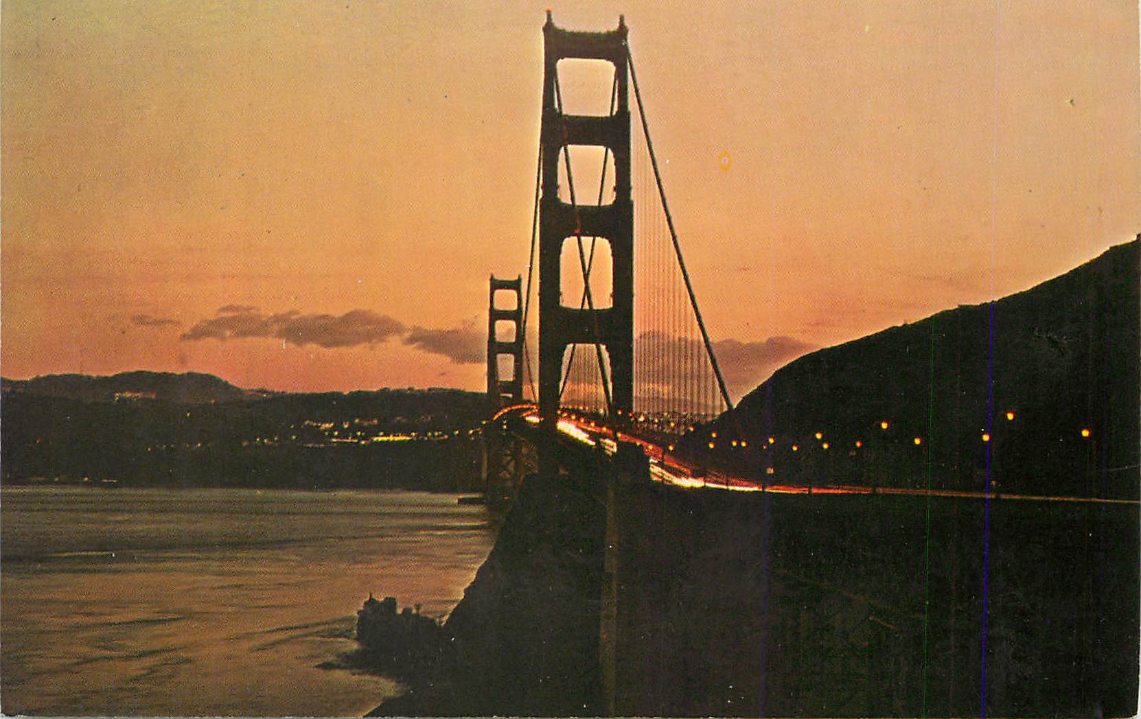CPM San Francisco California The Golden Gate Bridge at Sundown
