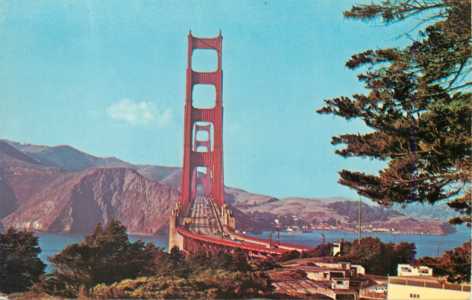 CPM Golden Gate Bridge This Unique View is taken from Presidio of San Francisco Looking North