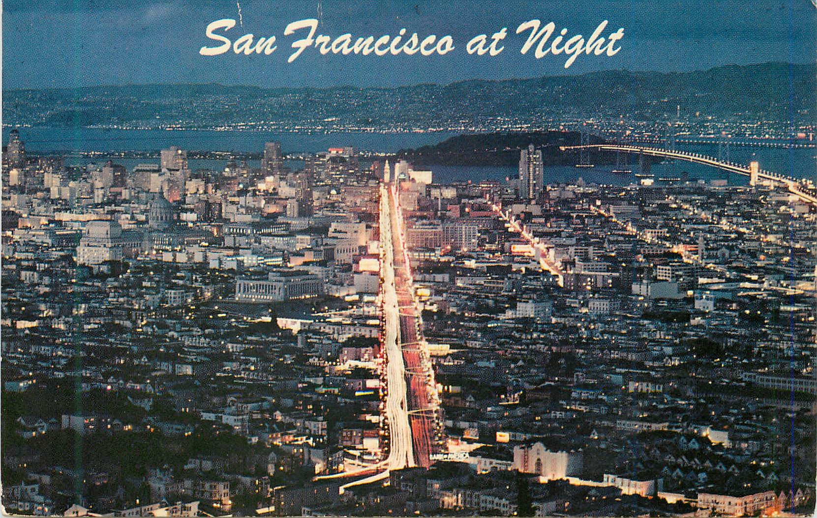CPM San Francisco at Night the fabulous City of San Francisco as seen from Twin Peaks