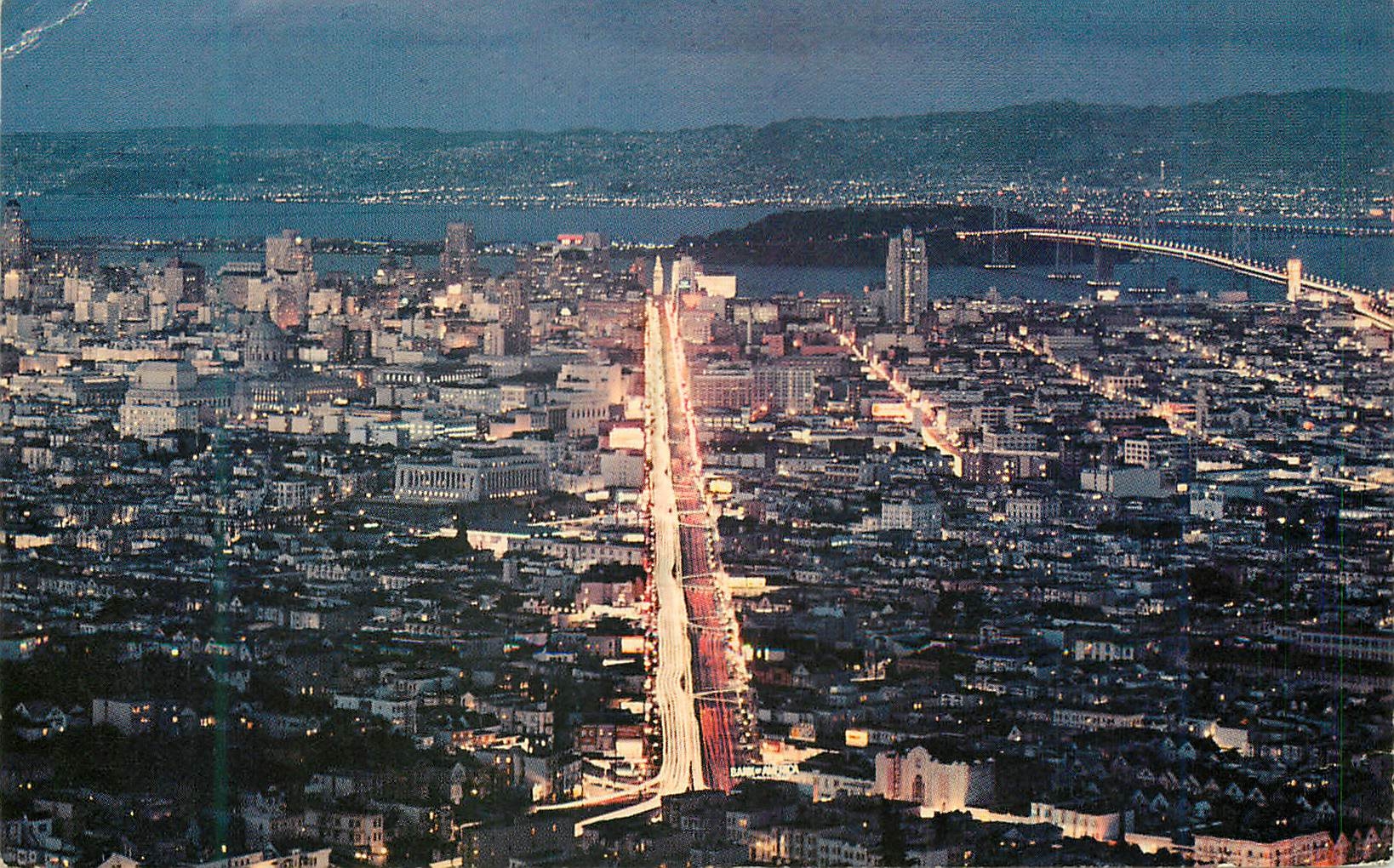 CPM San Francisco at Night the fabulous City of San Francisco as seen from Twin Peaks