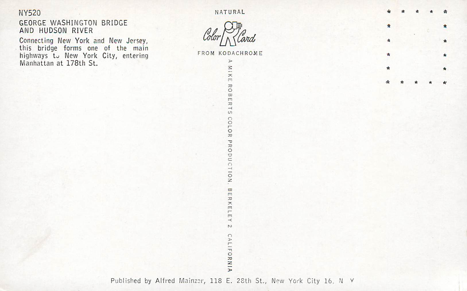 CPM Georges Washington Bridge and Hudson River connecting New York and New Jersey — Back