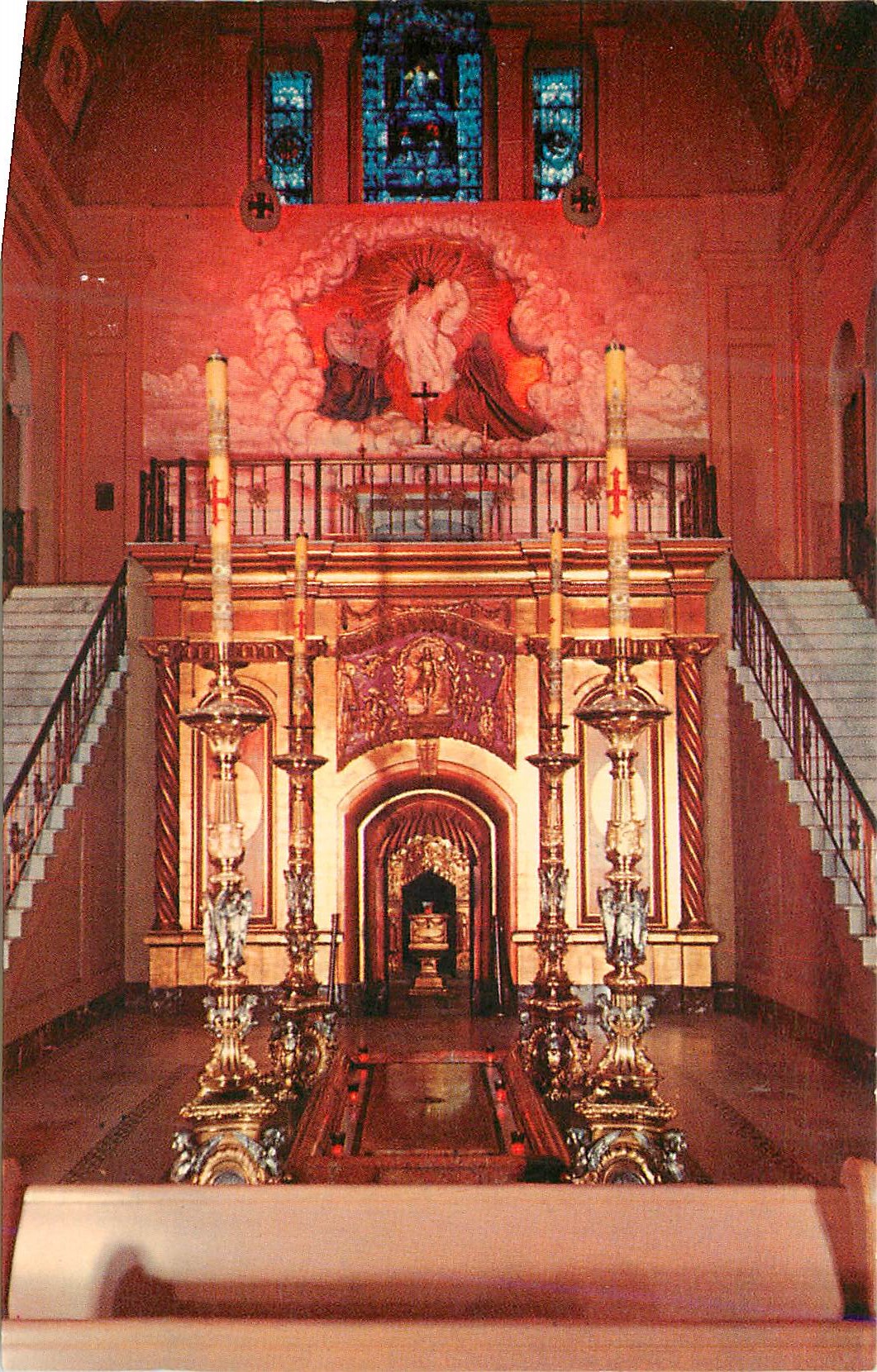 CPM Stone of Anointing Holy Sepulchre and above is the Altar of Mt Thabor The Holy Land of America Franciscan Monastery 