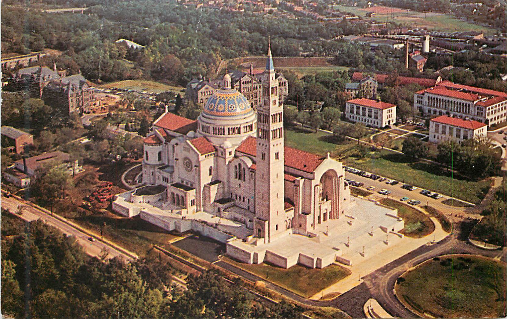 CPM Aerial View of the National Shrine of the Immaculate Conception washington DC