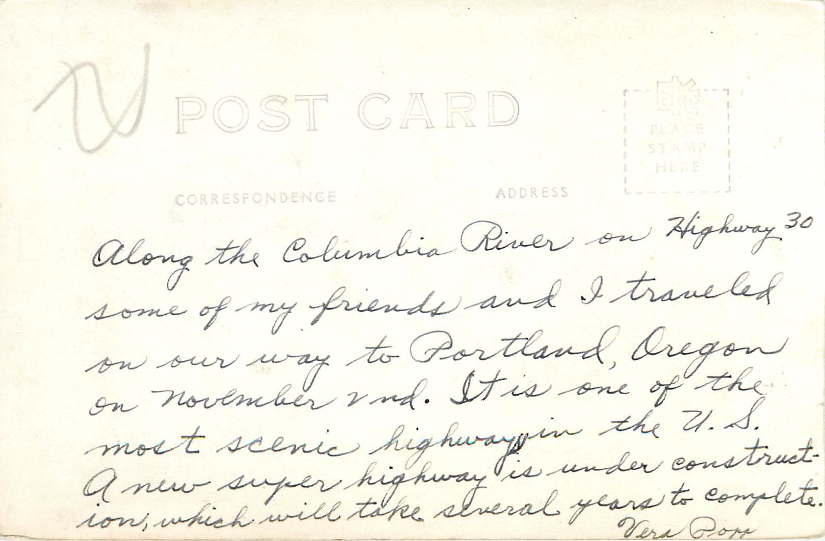 CPM Multnomah Lodge at the Falls Columbia River Highway Ore — Rückseite