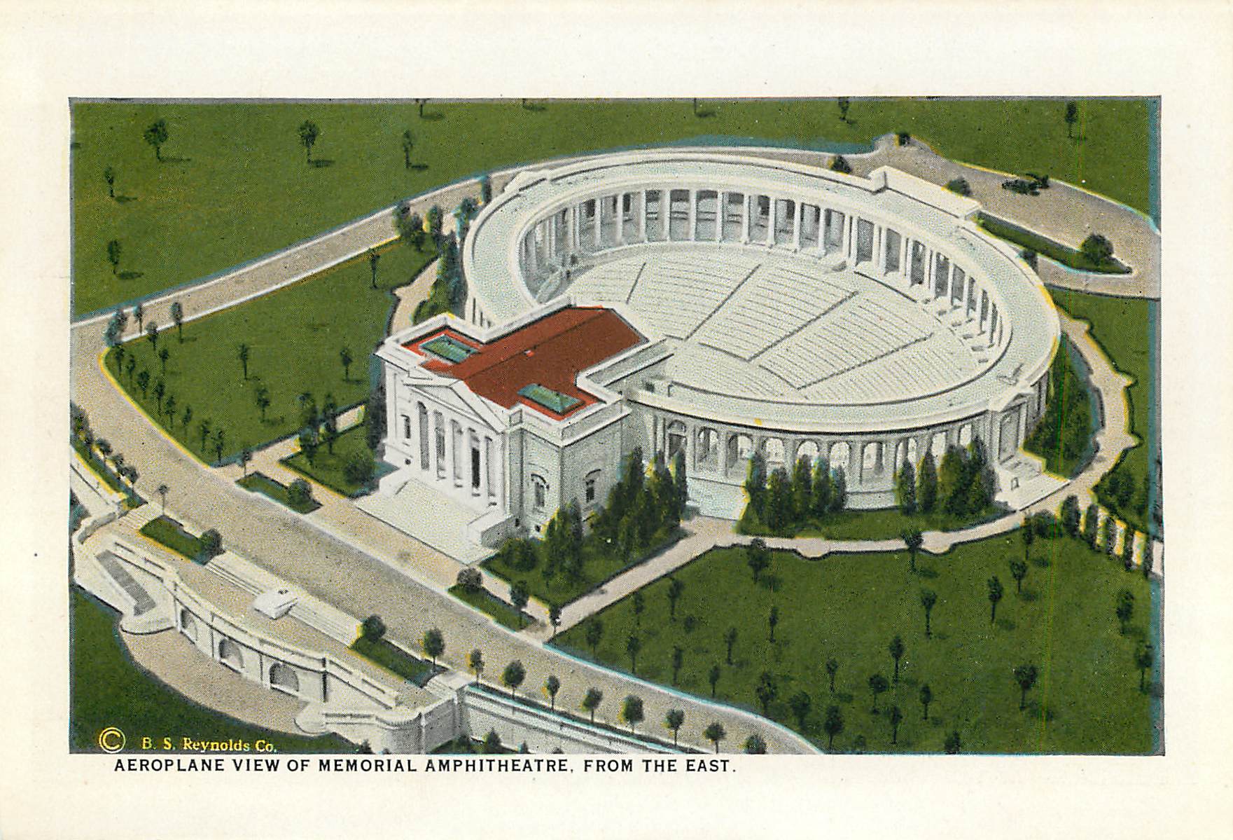 CPM Spanish War Nurses Monument Aeroplane View of Memorial Amphitheatre From the East — Rückseite