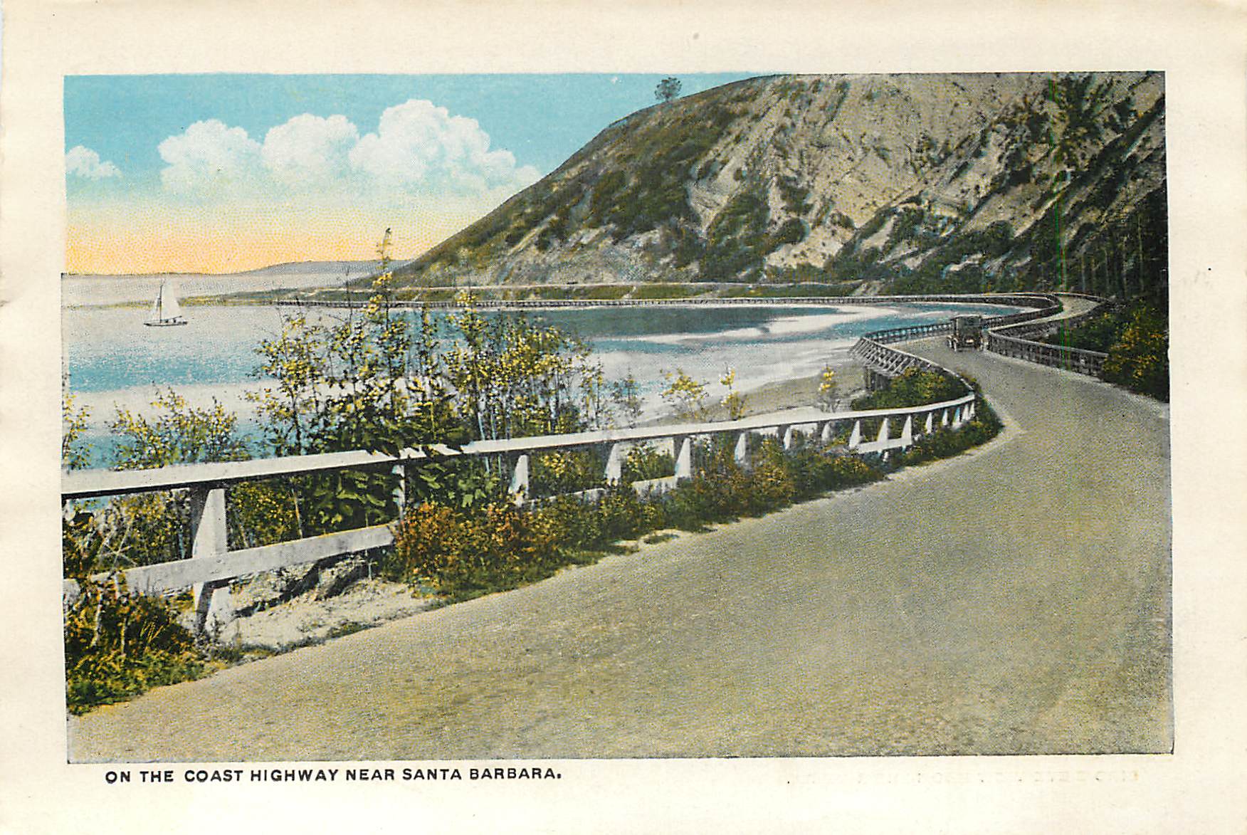 CPM Bird's Eye View From the Riviera On the Coast Highway Near Santa Barbara — Rückseite