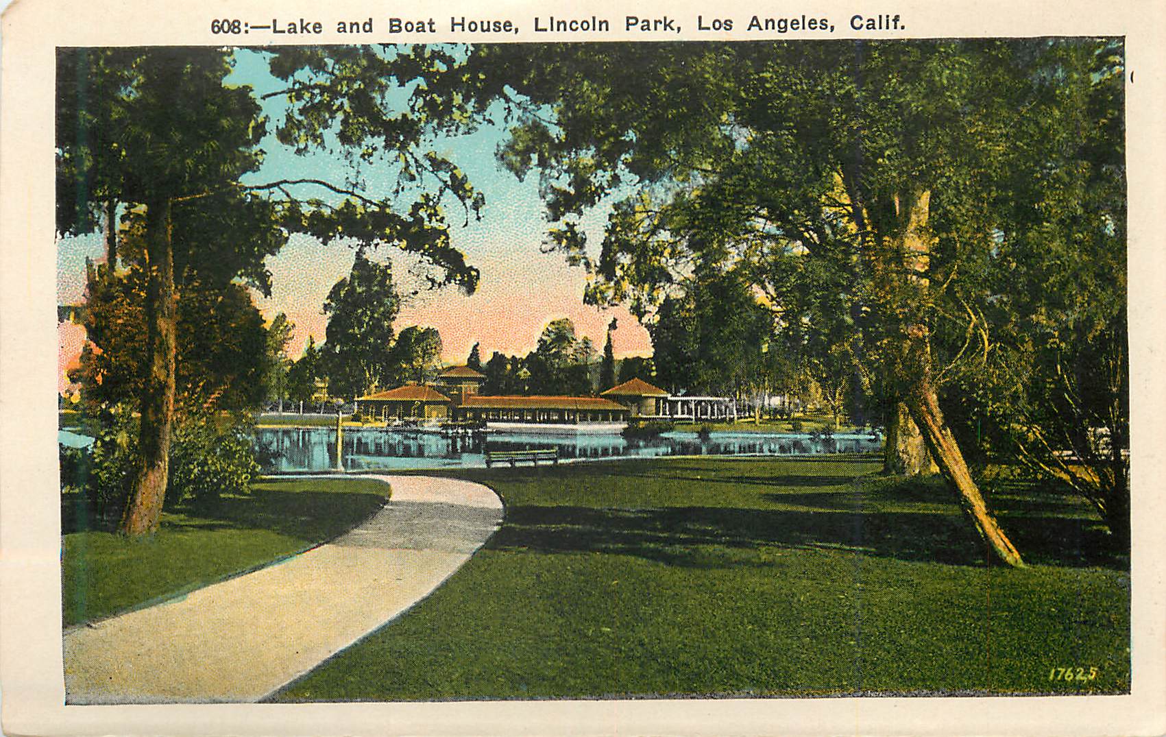 CPM Lake and Boat House Lincoln Park Los Angeles Calif