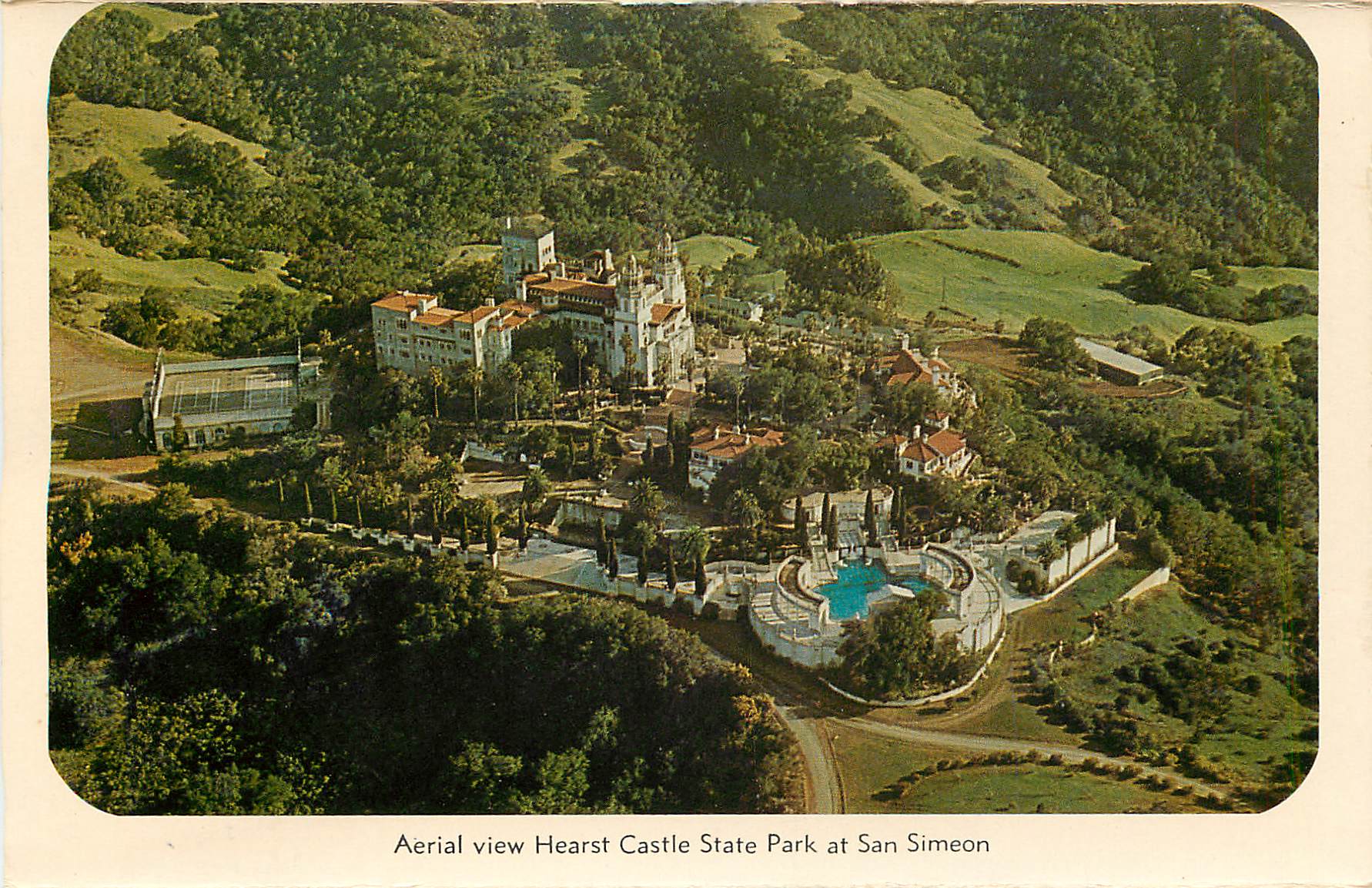 CPM A Typical California Yacht Basin Aerial View Hearst Castle State Park at San Simeon  — Rückseite