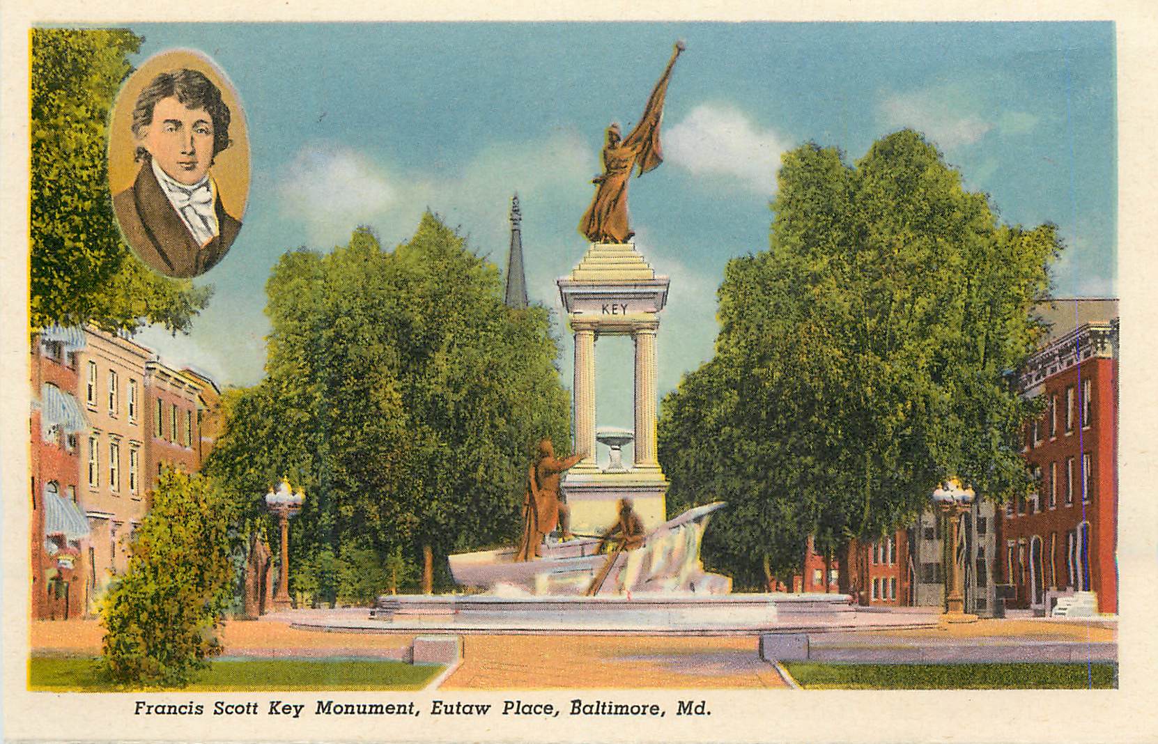 CPM Francis Scott Key Monument Eutaw Place Baltimore Md Cathedral and YMCA Building Baltimore Md 