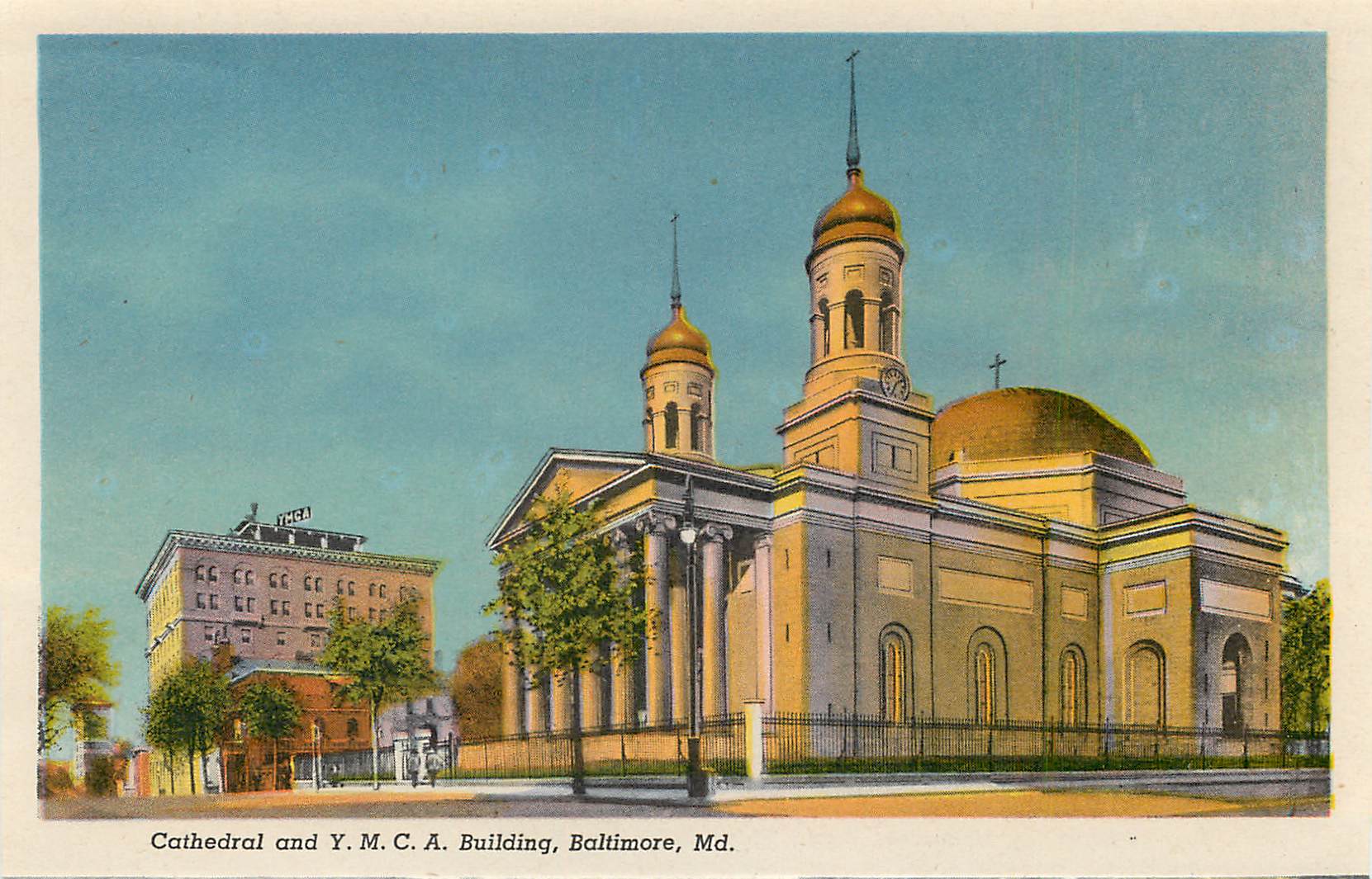 CPM Francis Scott Key Monument Eutaw Place Baltimore Md Cathedral and YMCA Building Baltimore Md  — Back