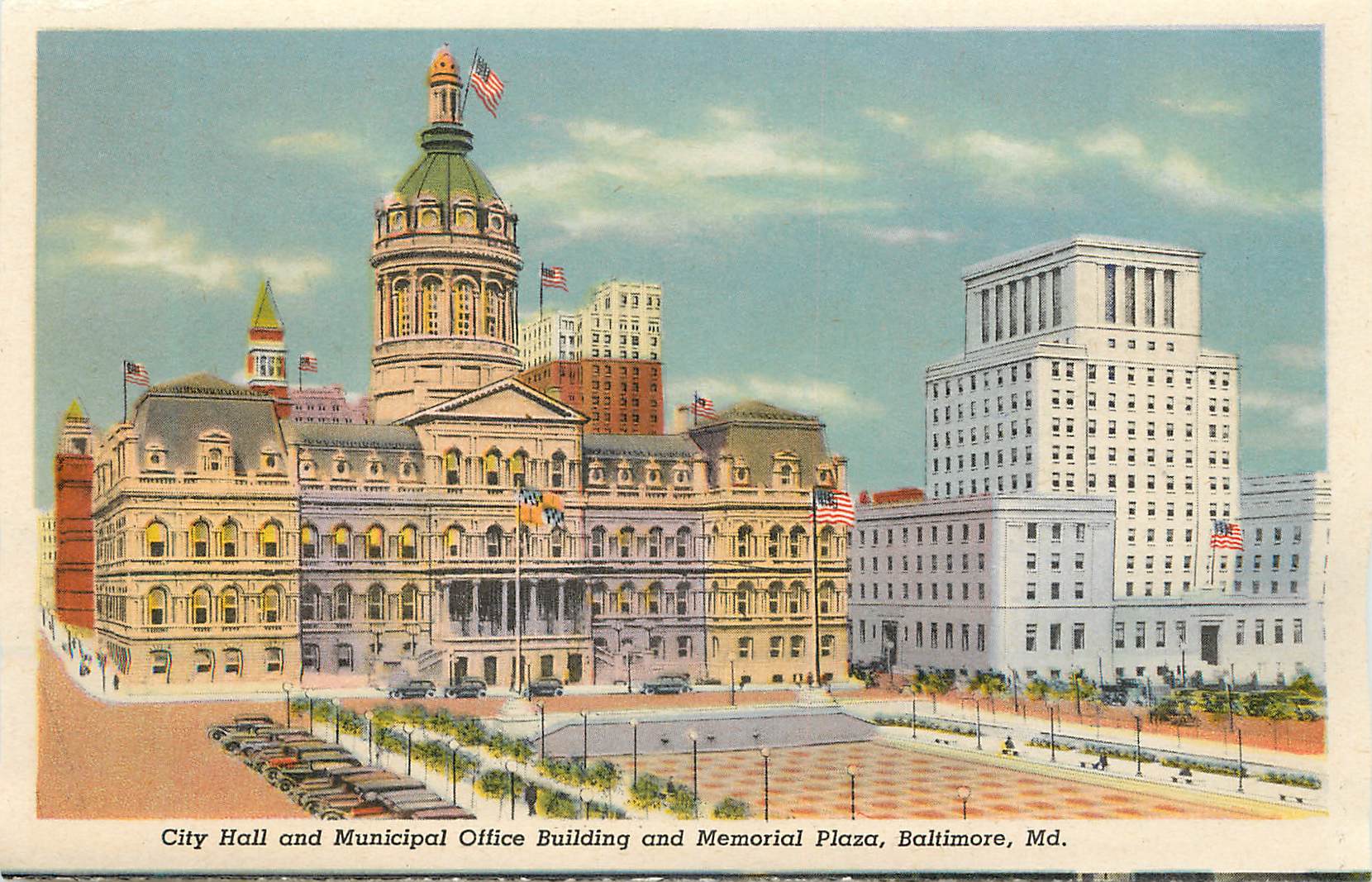 CPM City Hall and Municipal Office Building and Memorial Plaza Baltimore Md Skyline at Night Baltimore Md