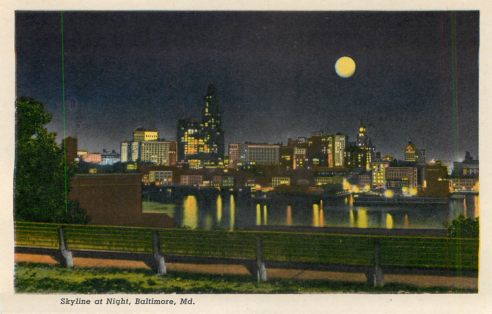 CPM City Hall and Municipal Office Building and Memorial Plaza Baltimore Md Skyline at Night Baltimore Md — Back