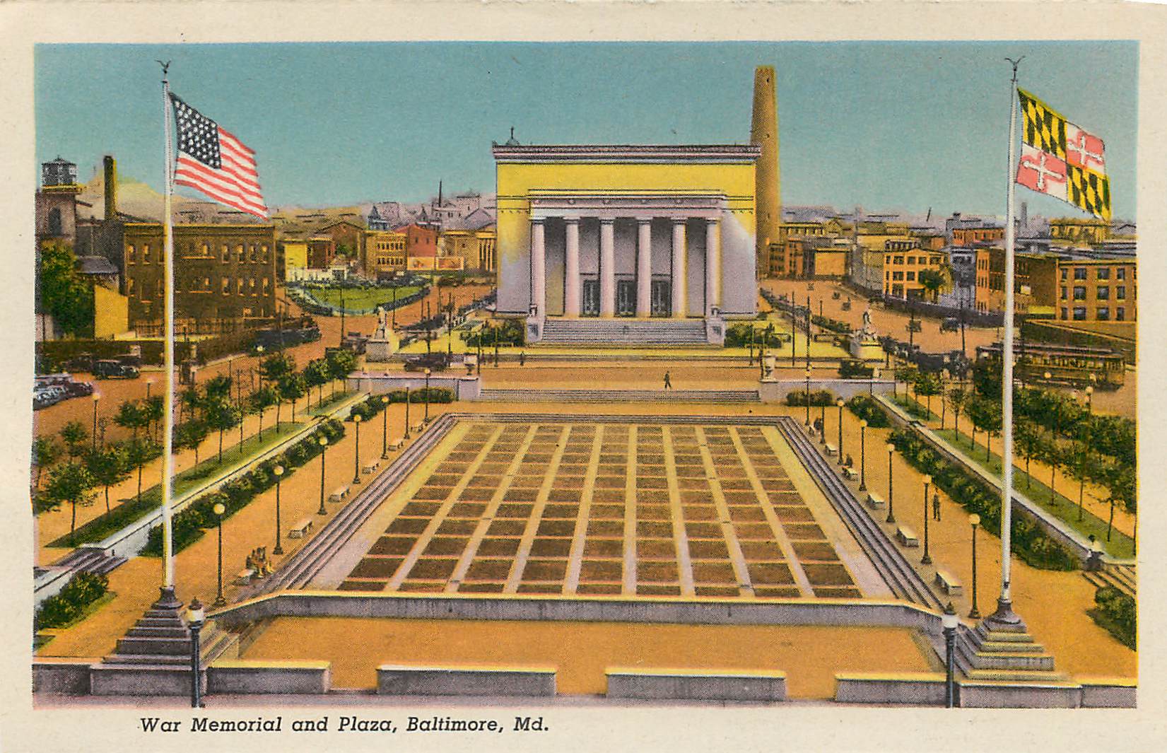 CPM Washington Monument in Mount Vernon Place at Night Baltimore Md War Memorial and Plaza Baltimore Md — Back