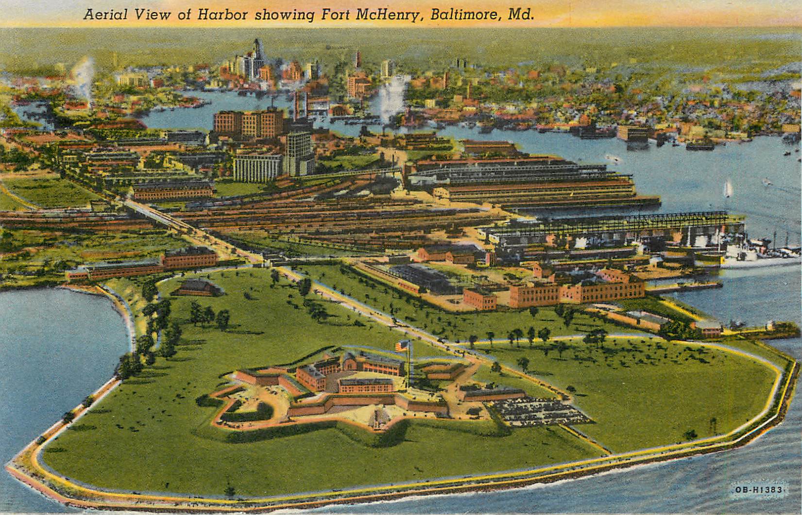 CPM United States Post Office and Court House Baltimore Md Aerial View of Harbor Showing Fort Mc Henry Baltimore Md   — Back
