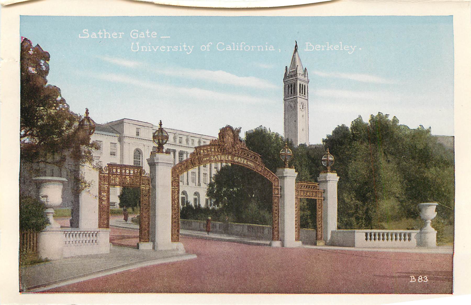 CPM The Key Route Pier San Francisco Oakland Berkeley Cal Sather Gate University of California Berkeley — Rückseite