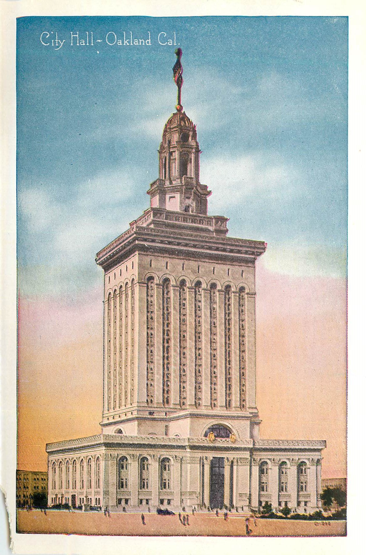 CPM City Hall Oakland Cal Bird Eye View 12th and Broadway Showing Oakland Bank