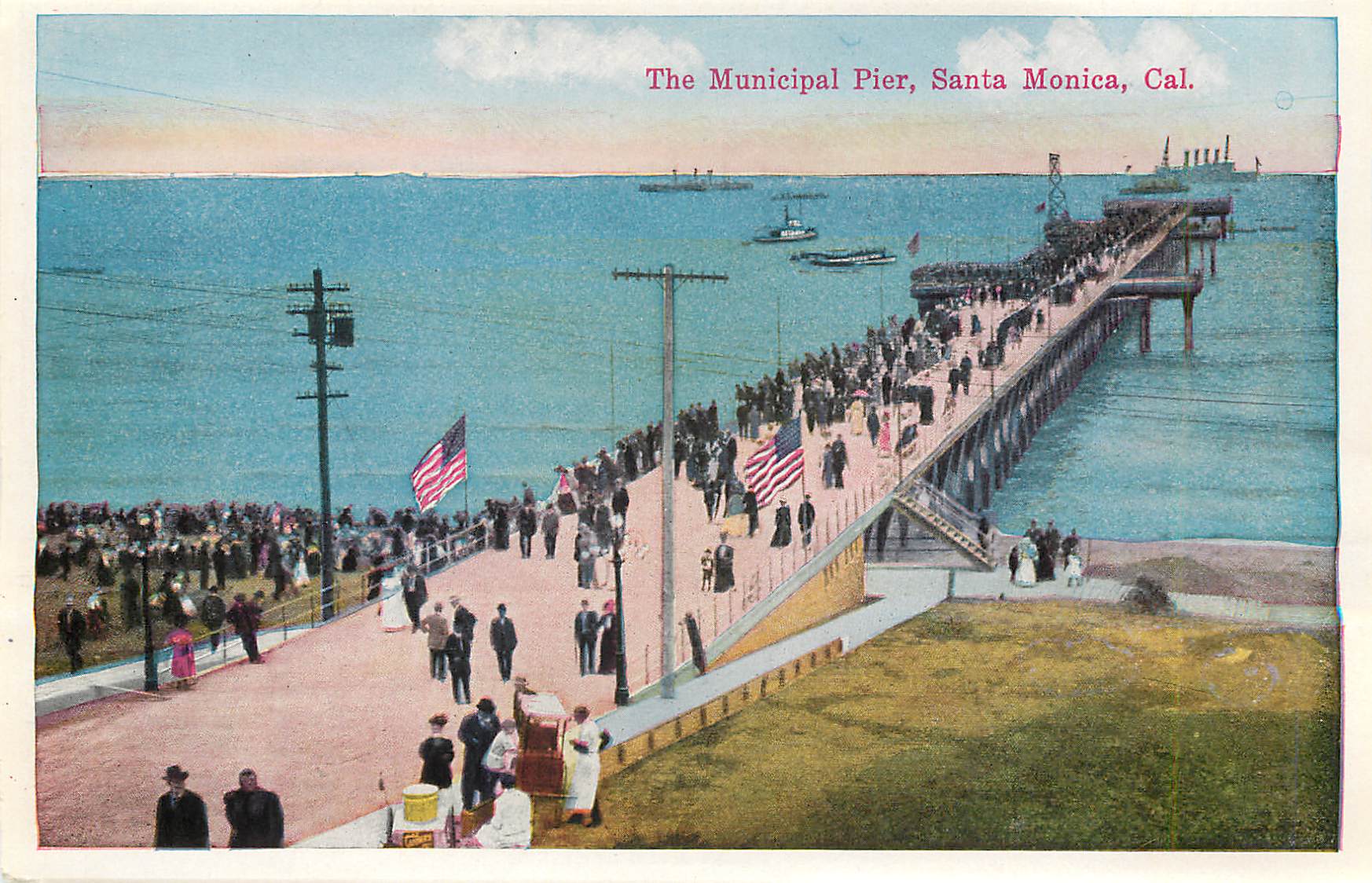 CPM Mt San Bernardino from Redlands cal The Municipal Pier Santa Monica Cal — Rückseite