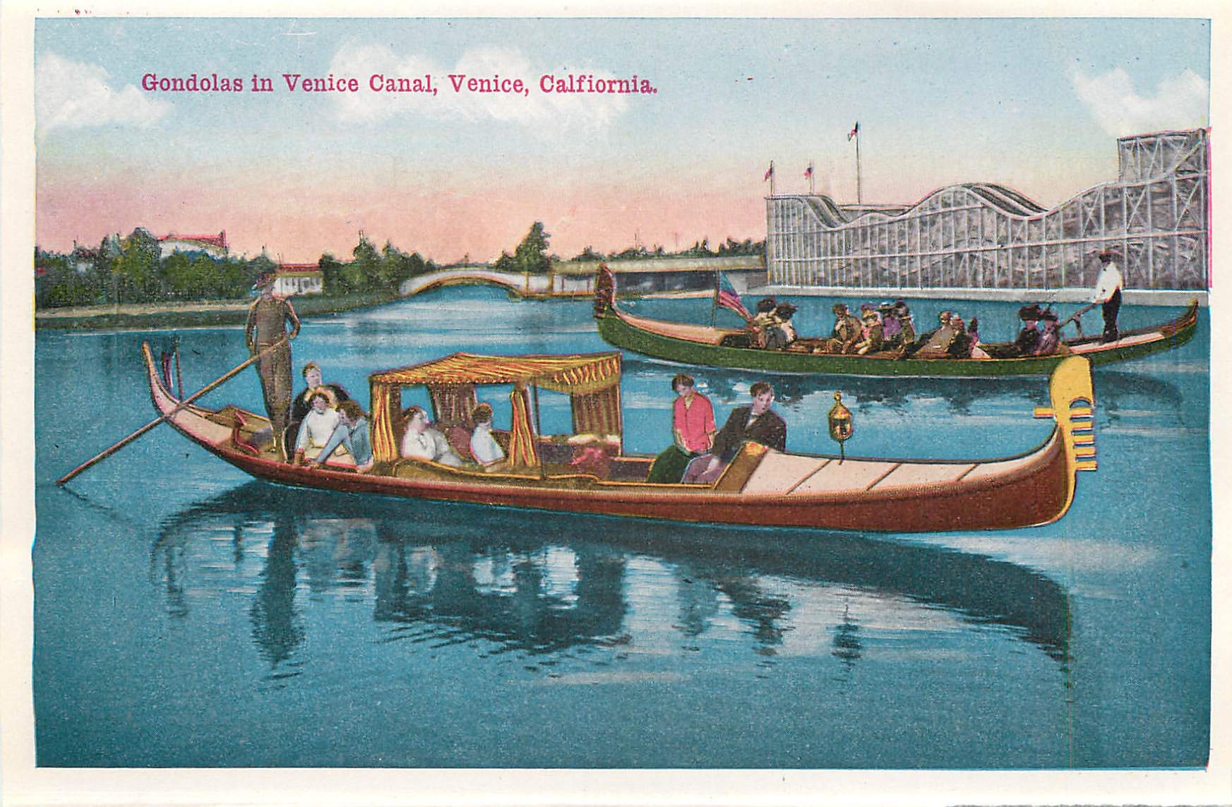 CPM Bell Tower San Gabriel Mission Founded 1771 Gondolas in Venice Canal California San Diego Mission Founded 1769 San D — Rückseite