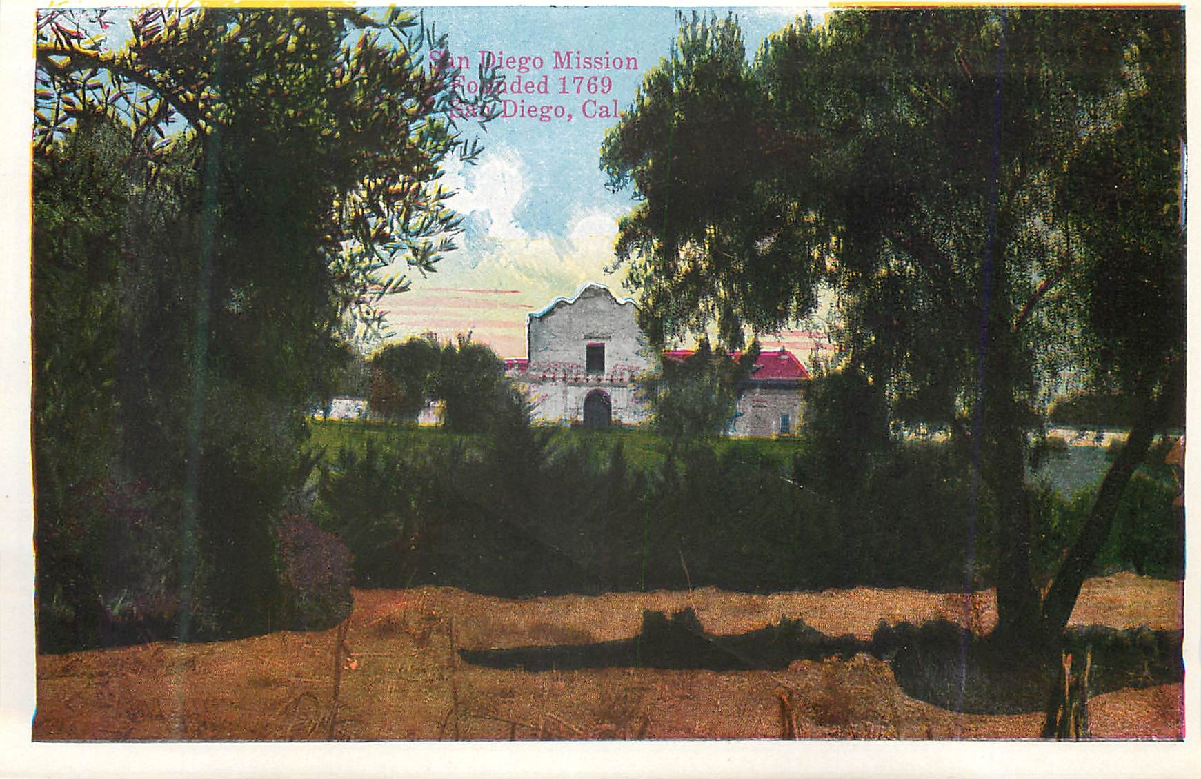 CPM San Diego Mission Founded 1769 San Diego Cal Bathing Beach and Pier Long Beach Cal
