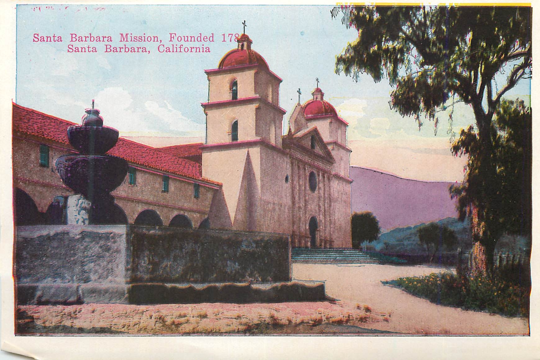 CPM San Barbara Mission California Entrance to Smiley Heights Redlands California