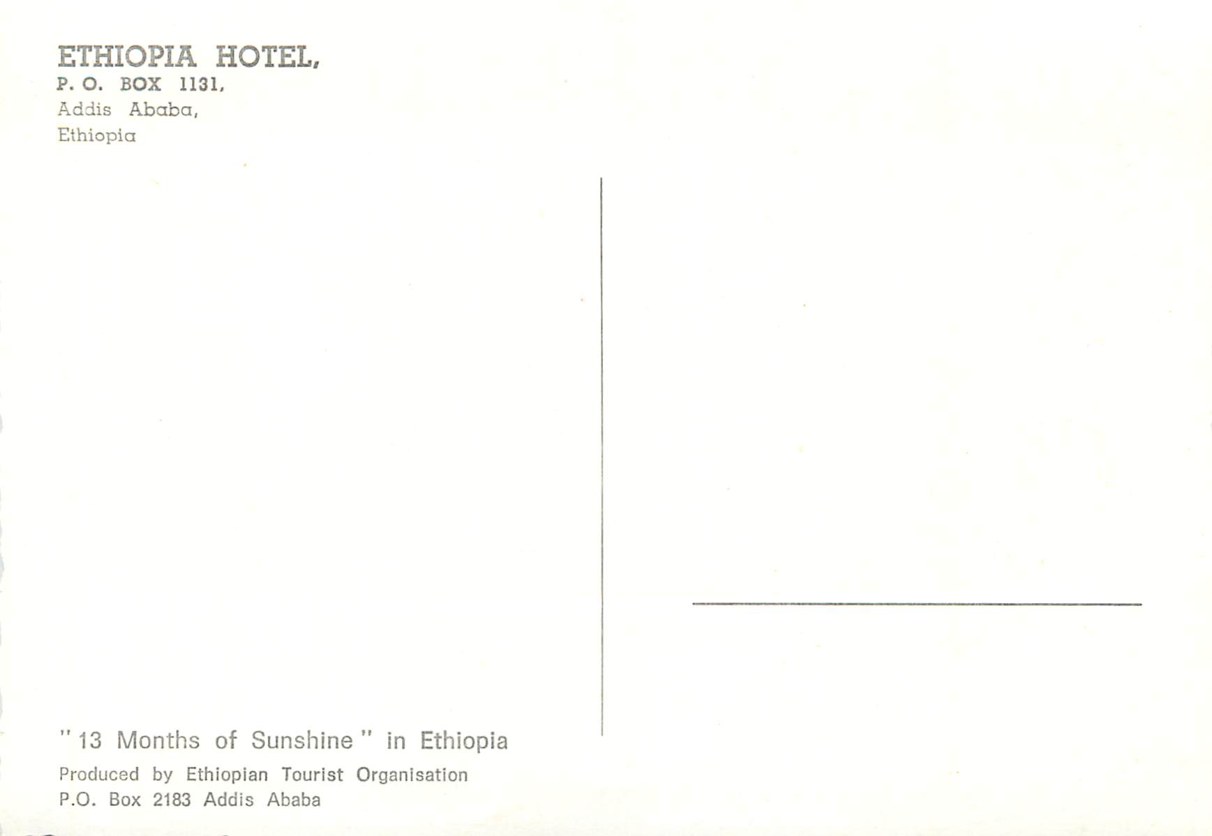 CPM Ethiopia Hotel PO Box 1131 Addis Abeba Ethiopia — Rückseite