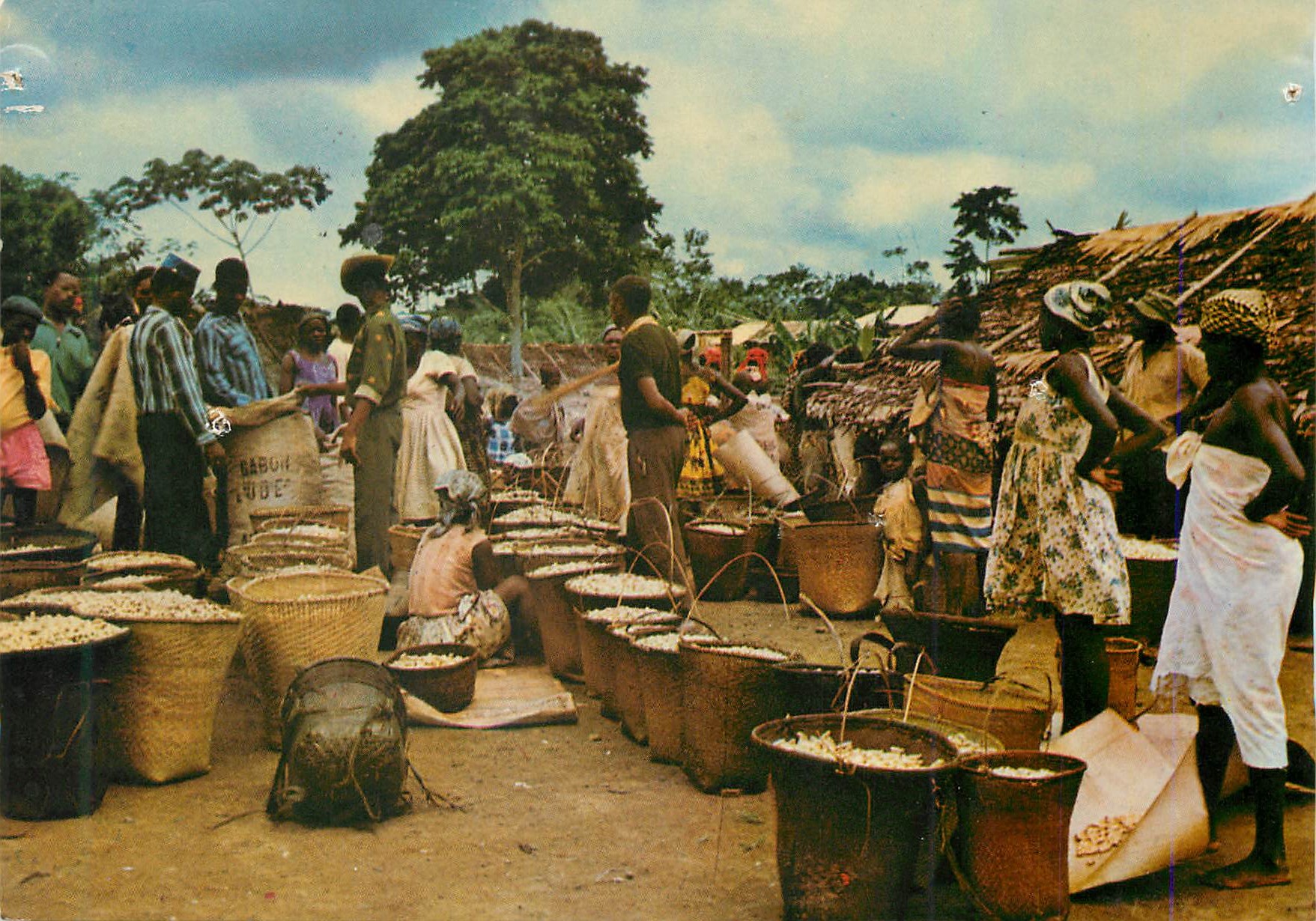 CPM Image du Gabon Marche d'Arachides dans la N Gounie