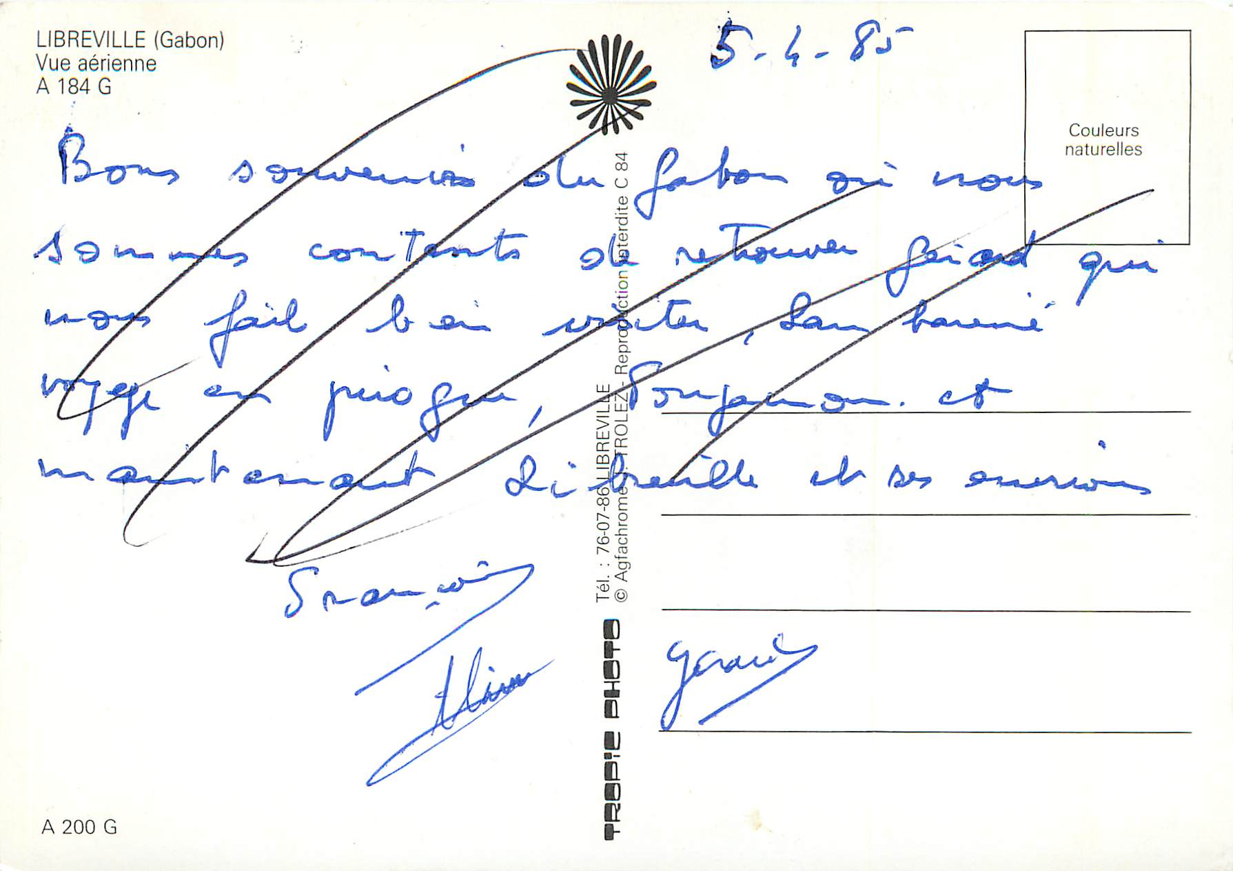 CPM Libreville Gabon Vue Aerienne A 184 G — Rückseite