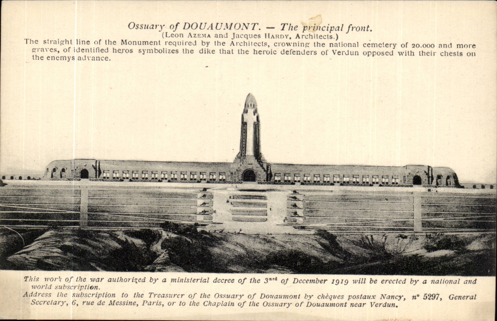 Ossuaire de DOUAUMONT — Le principal front — Phototype A. Humbot et Cie, Nancy