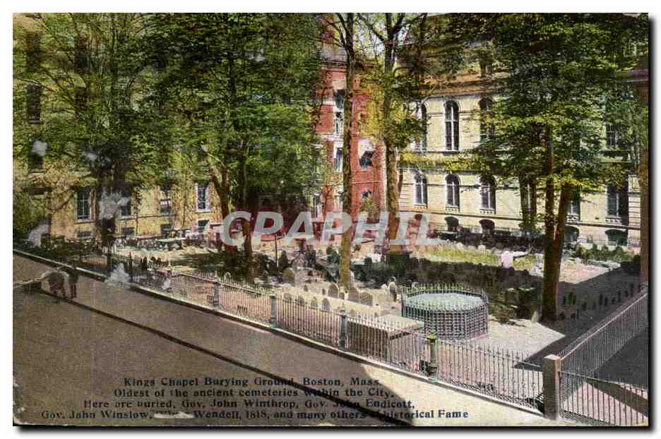 Boston Mass-USA-Etas Unis- Kings Chapel Burying-Oldest of the ancient cemetaries within the city -CPA