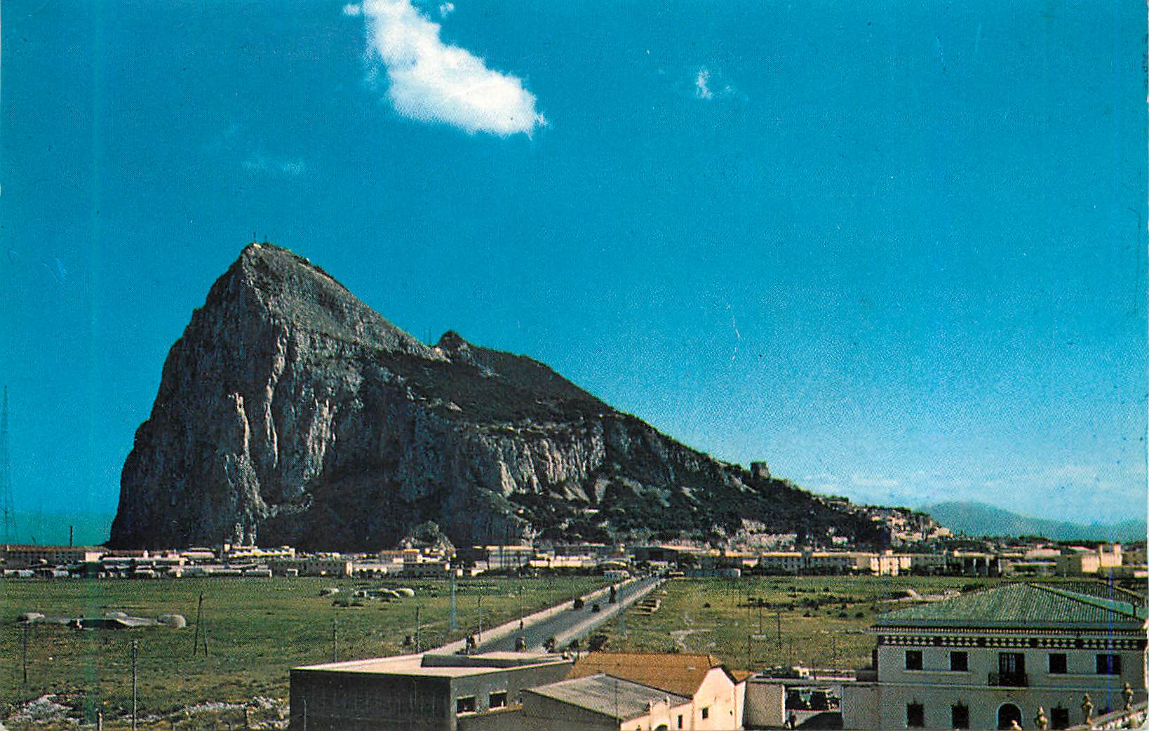 CPM North View of Rock of Gibraltar From spanish Frontier Town