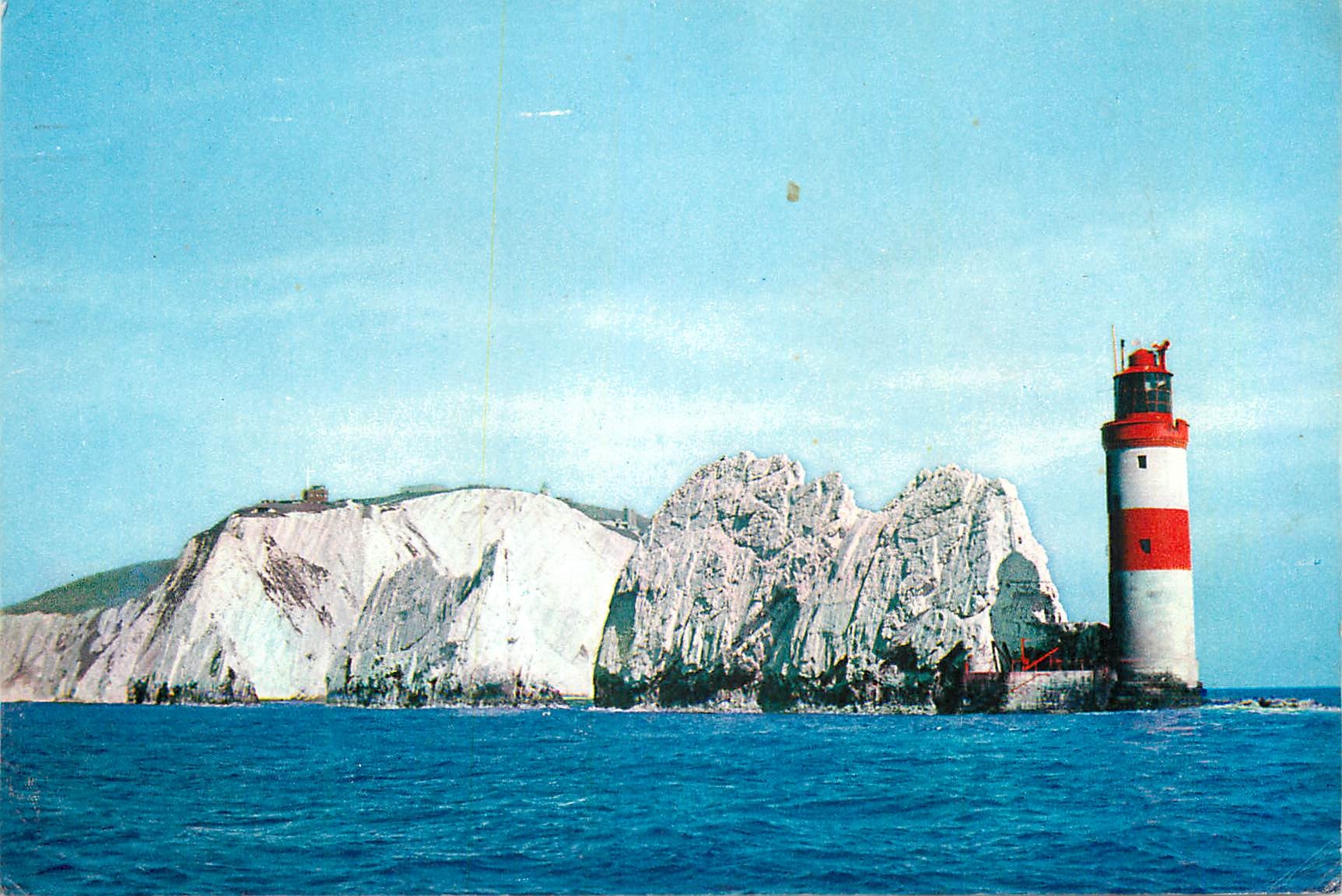 CPM The needles Isle of Wight This view From a Boat at the Entrance to the solent Shows the Lighthouse and the Chalk Cli