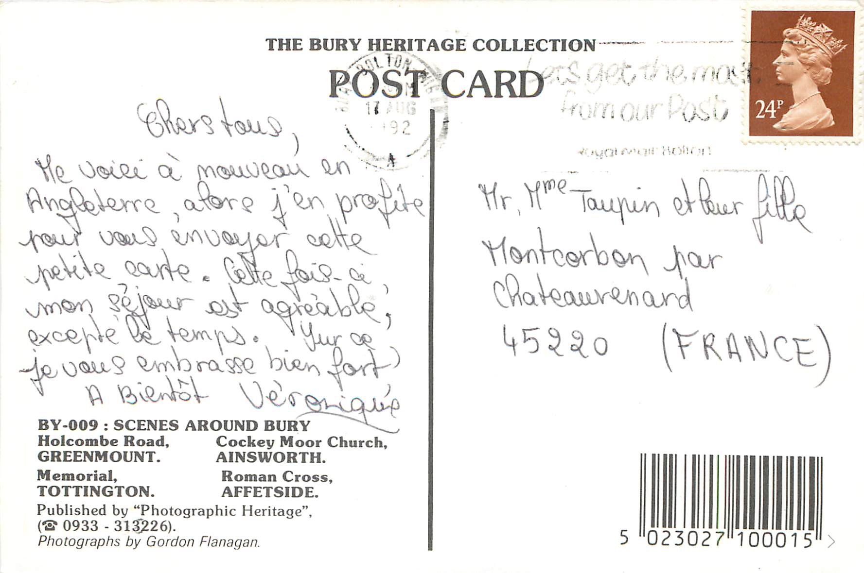 CPM By 009 Scenes Around Bury Holcombe Road Greenmount Cockey Moor Church Memorial Tottington Roman Cross Affetside — Rückseite