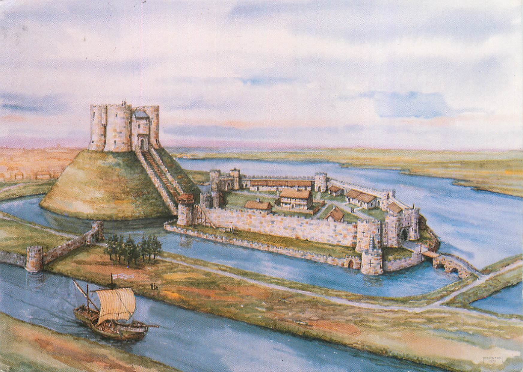 CPM York Castle a Reconstruction by Peter Russell Of How the Castle Area Probably Looked in 1400