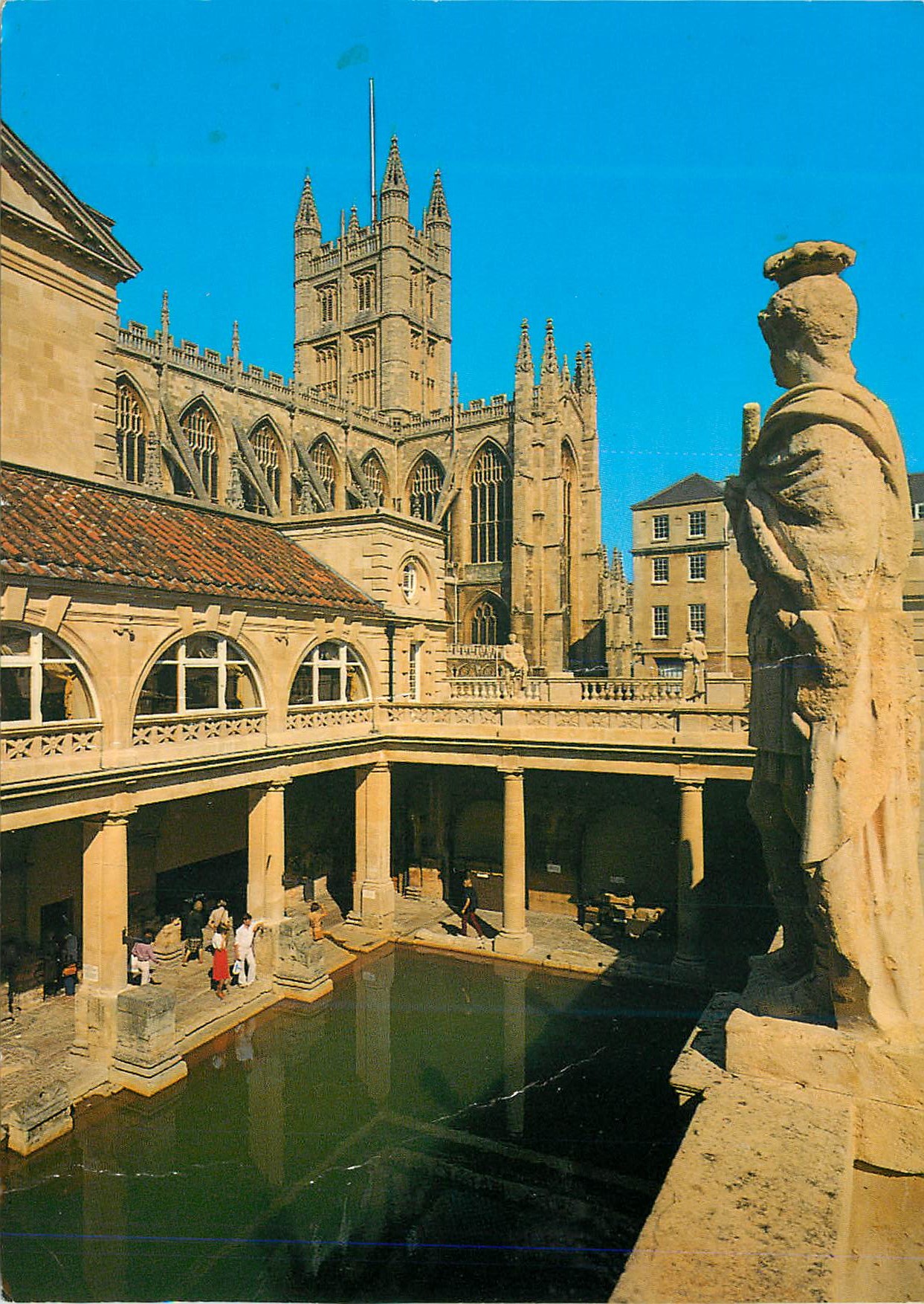 CPM The Great Roman Bath and Bath Abbey England