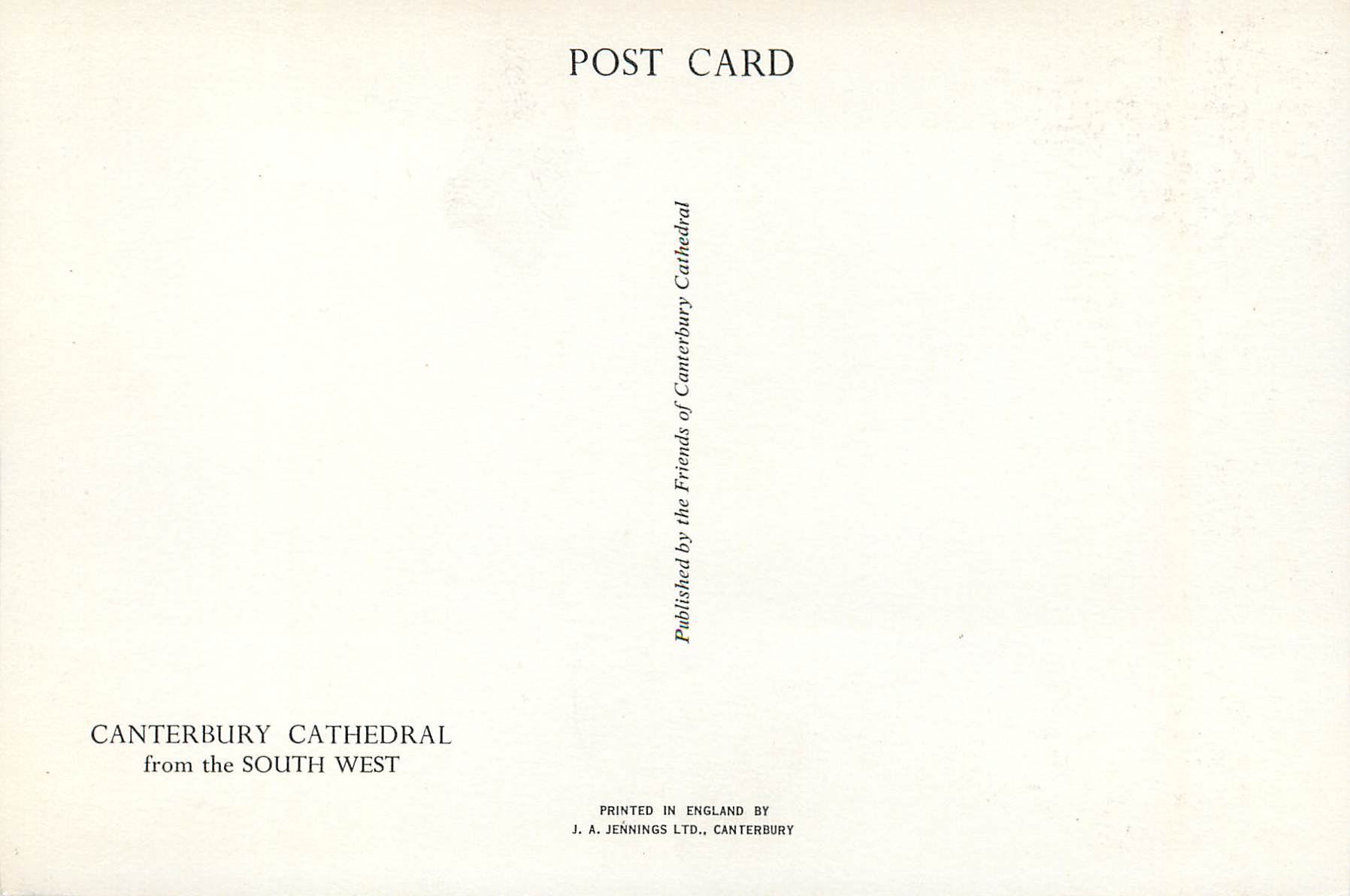 CPM Canterbury Cathedral From the South West — Rückseite