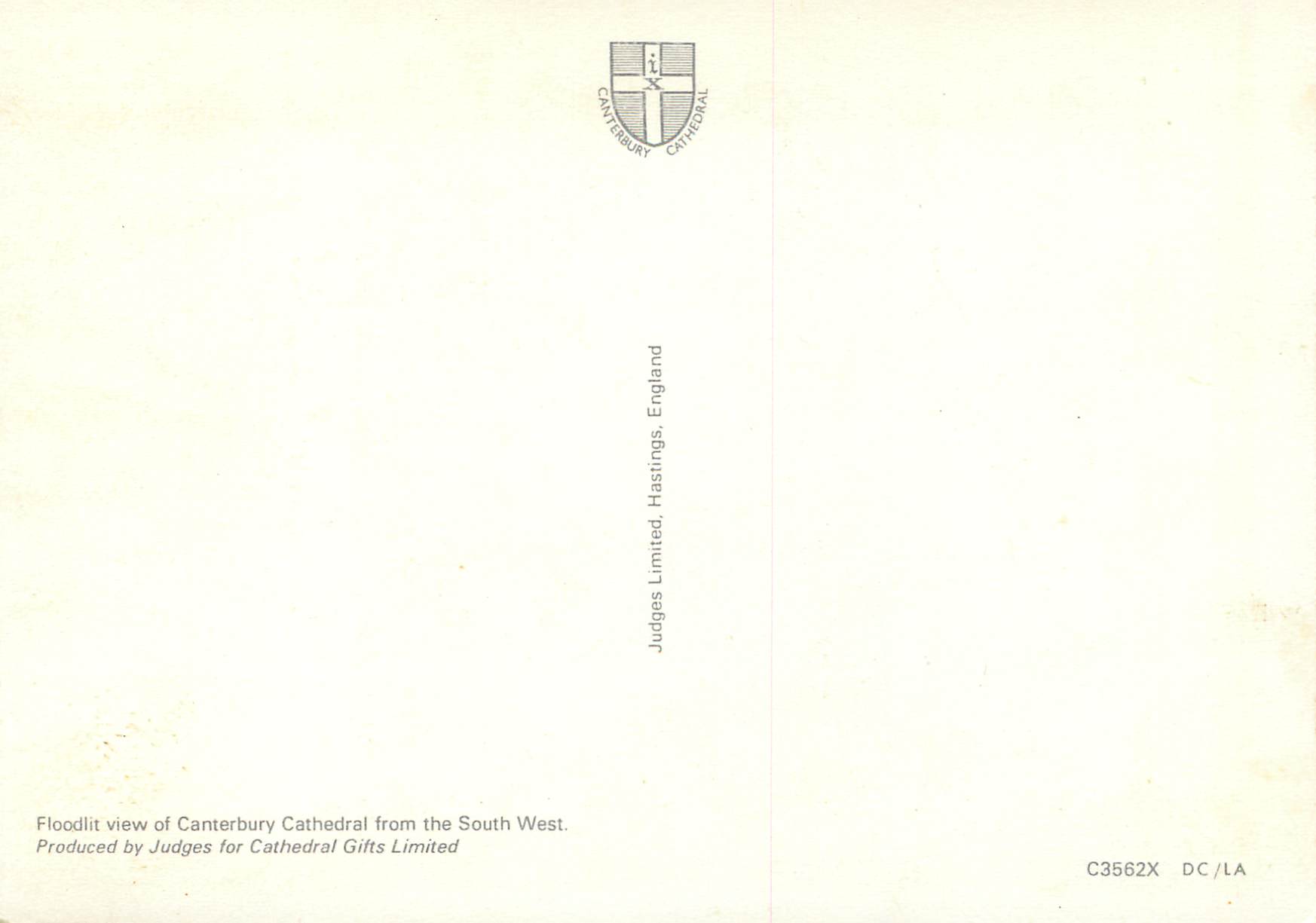 CPM Canterbury Cathedral From the South West — Rückseite