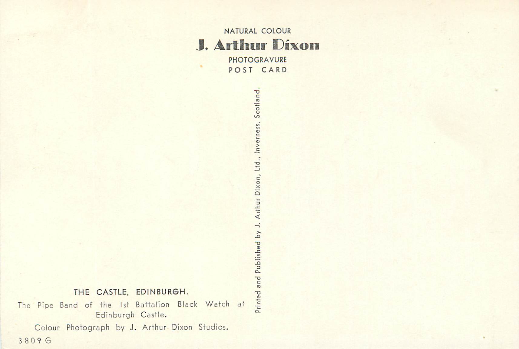 Le château d'Édimbourg — Bande de cornemuses du 1er bataillon de la Black Watch — J. Arthur Dixon — Rückseite