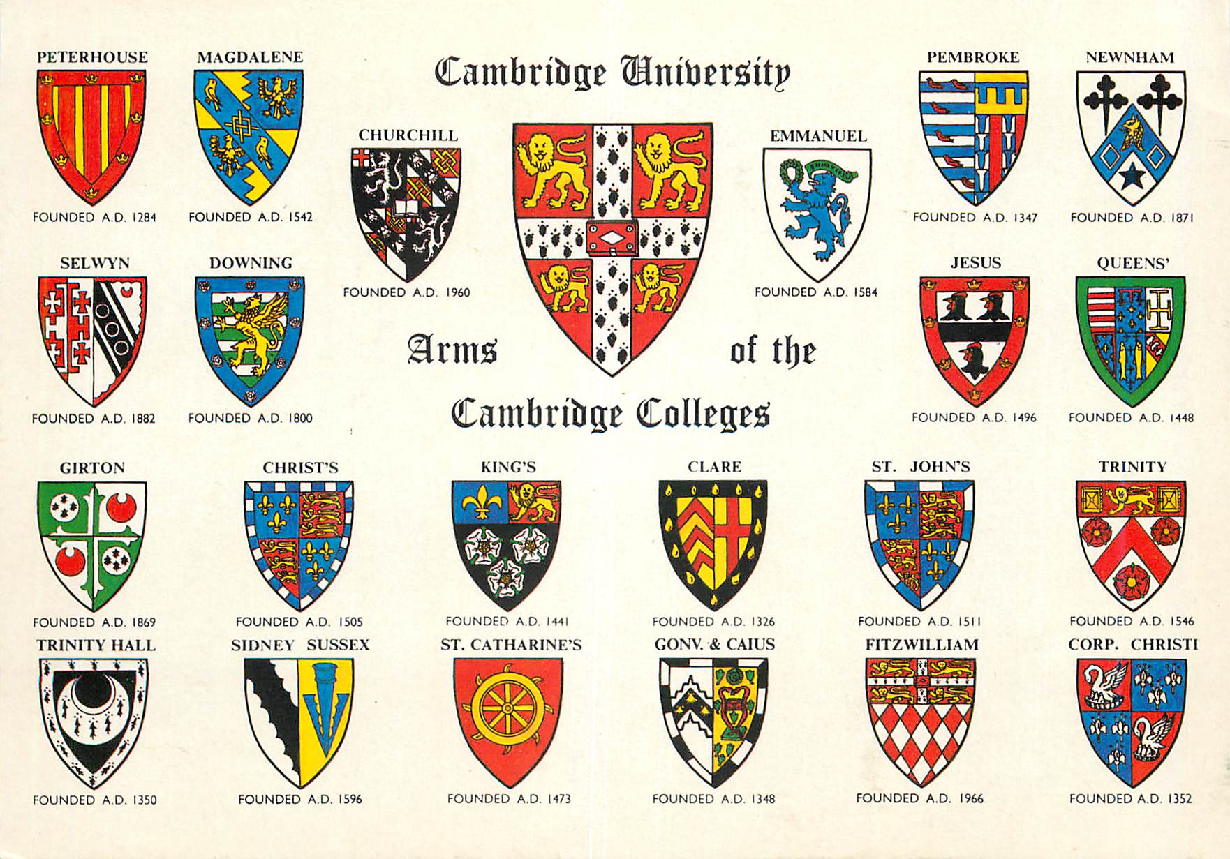 CPM Cambridge University Arms of the Cambridge College