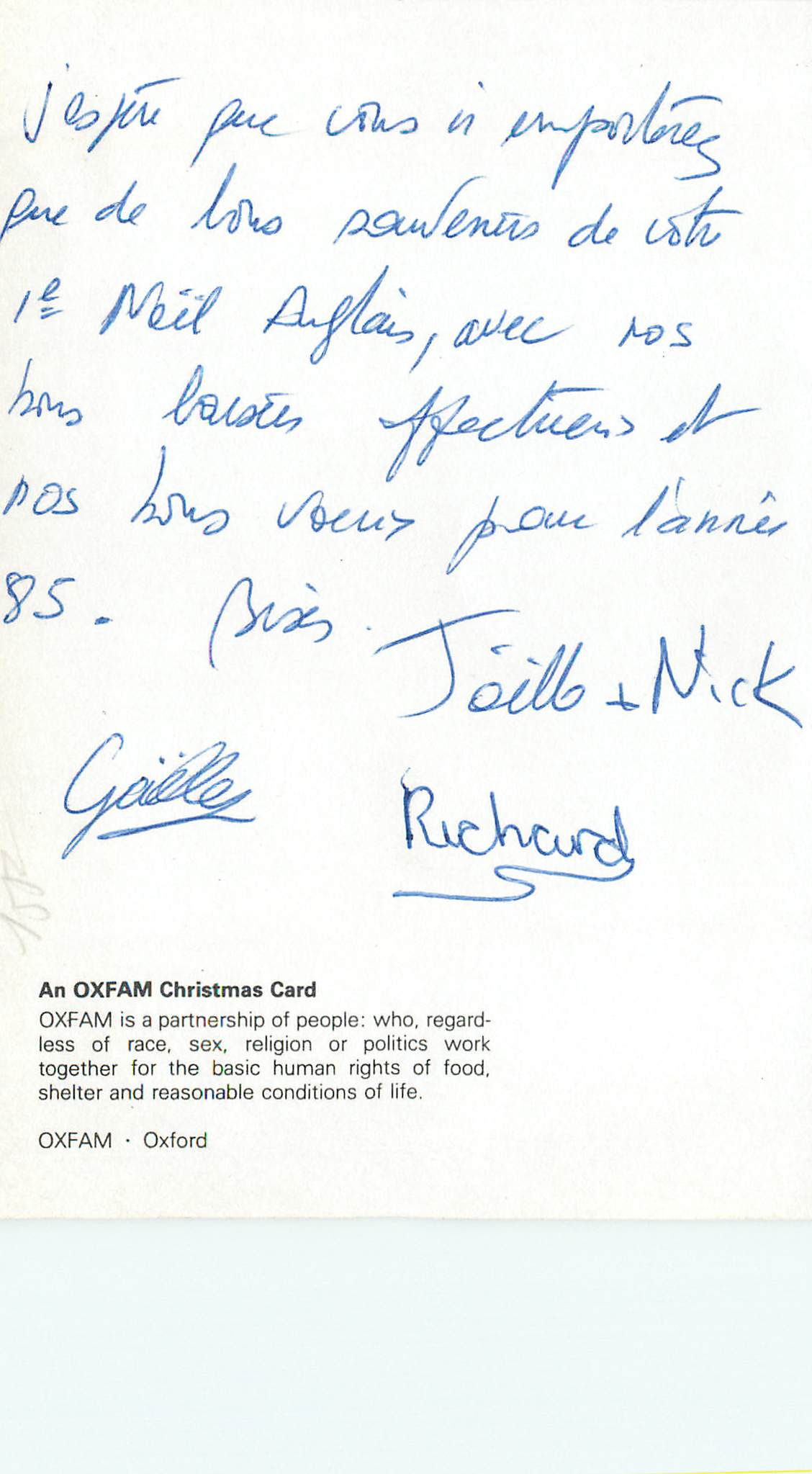 CPM An Oxfam Christmas Card Oxfam is a Partnership of People Oxfam Oxford — Rückseite