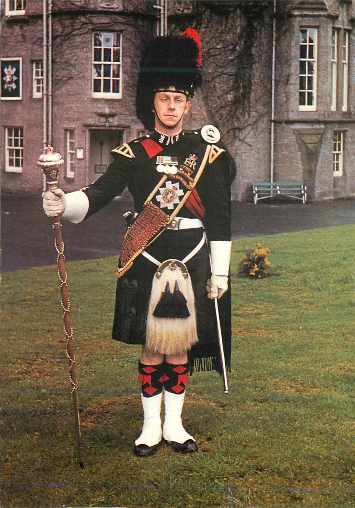 CPM Drum Major of the first Battalion the black watch at Balhousie Castle Perth Folklore