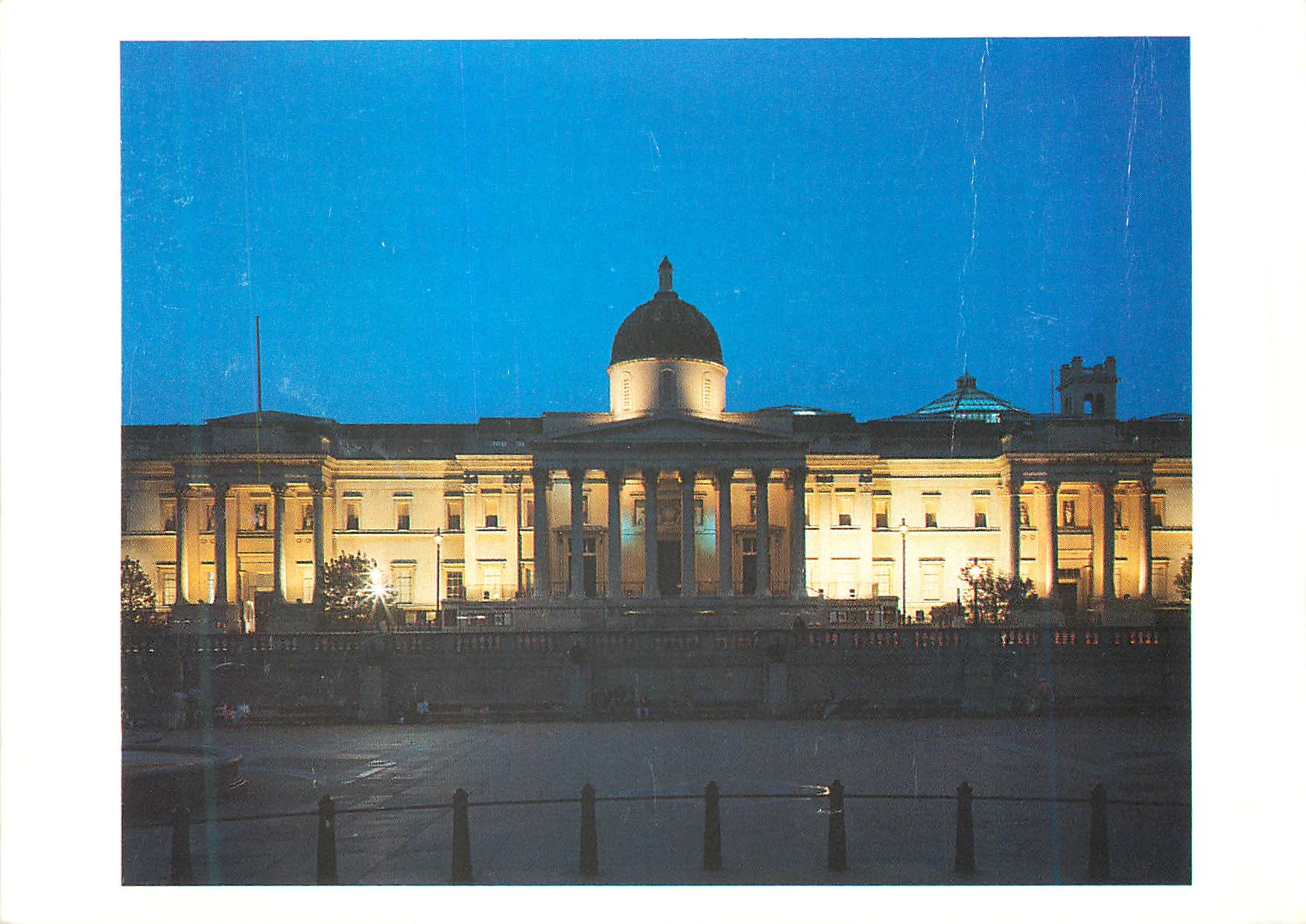 CPM The National Gallery from Trafalgar Square View by Night