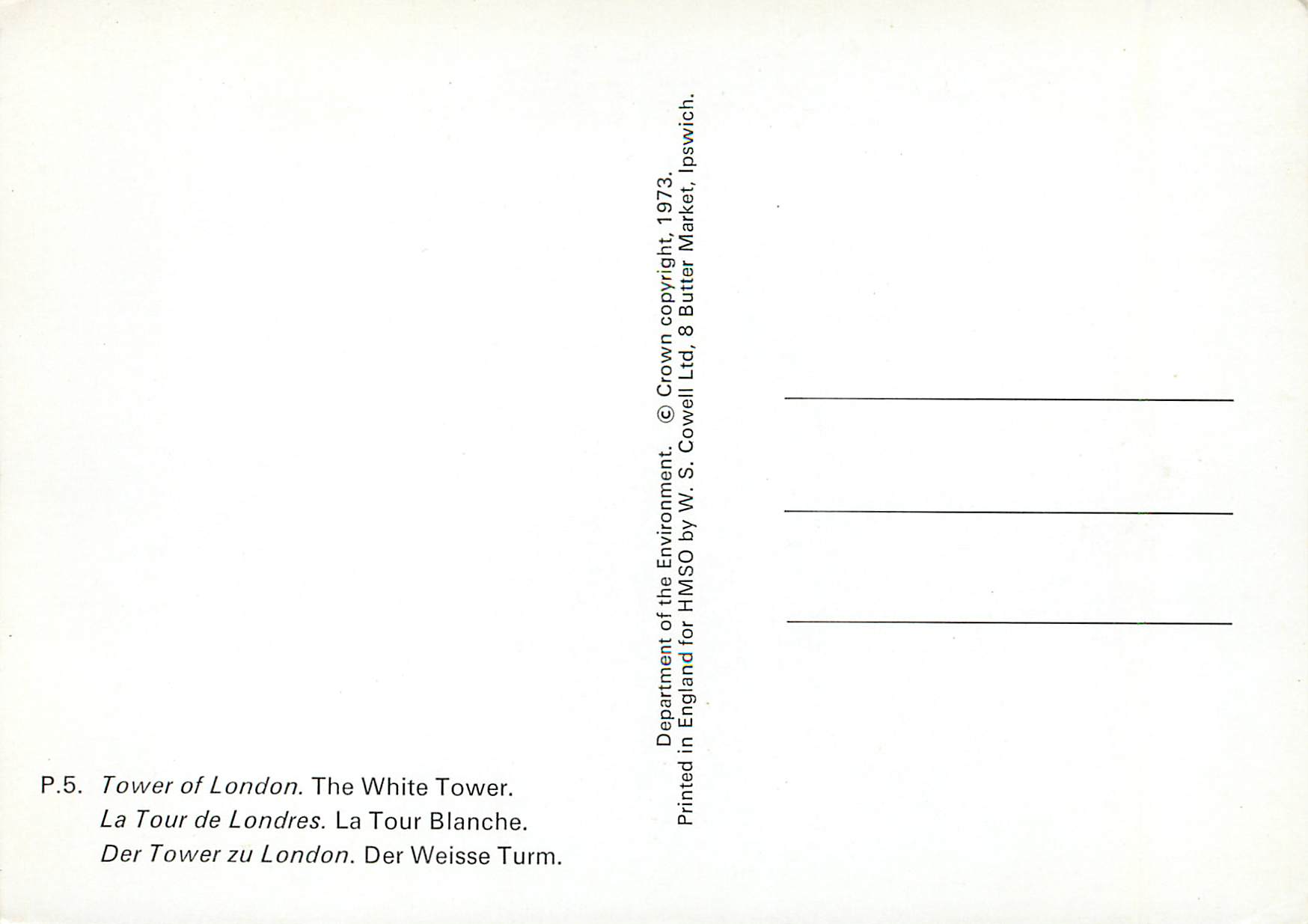 CPM La Tour de Londres la Tour Blanche — Rückseite