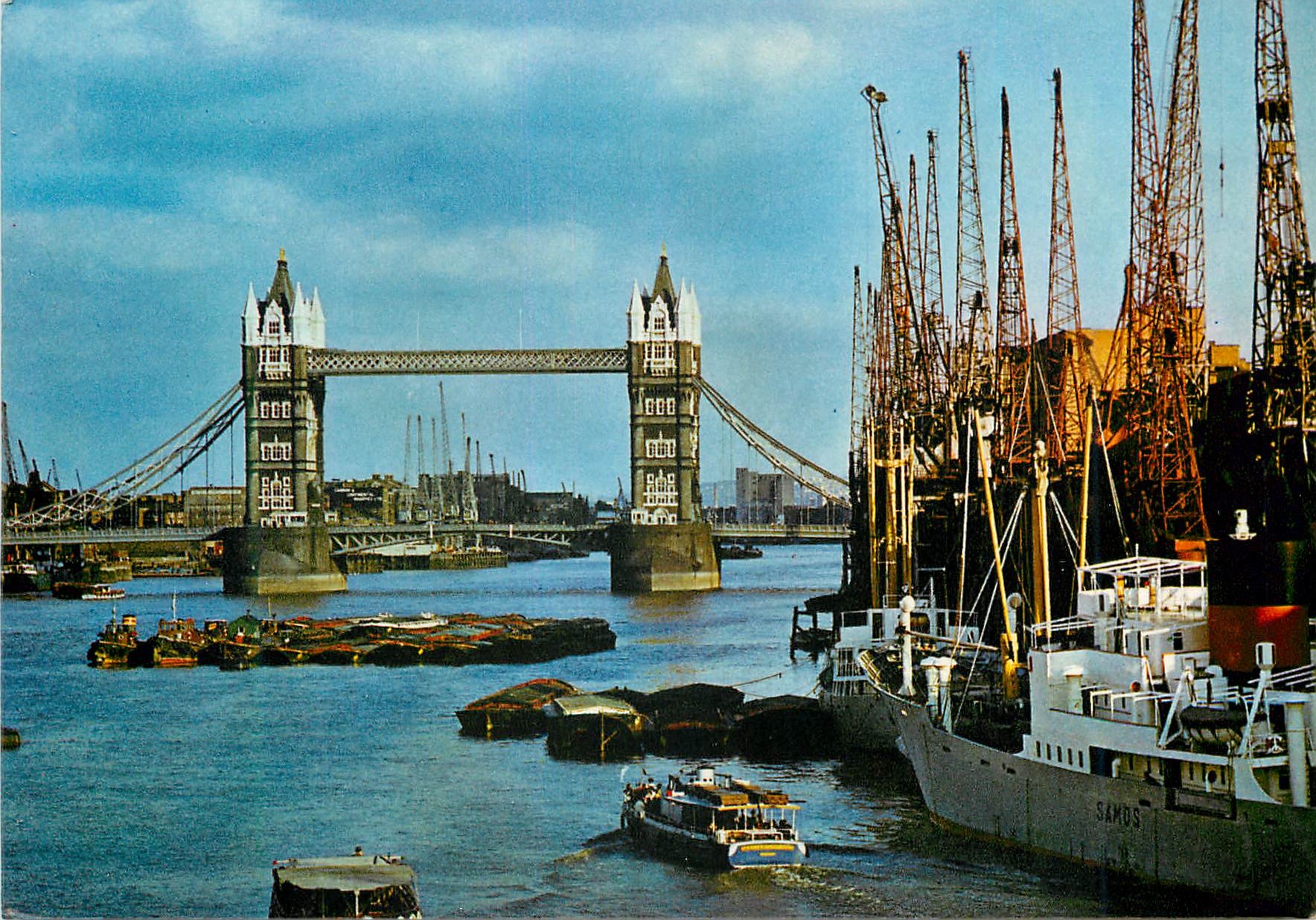 CPM The River and Tower Bridge From London Bridge Bateaux
