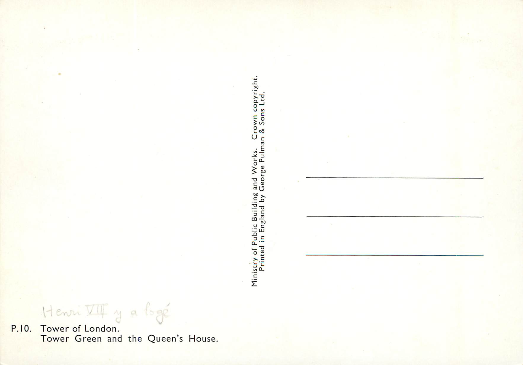 CPM Tower of London Tower Green and the Queen's House — Verso